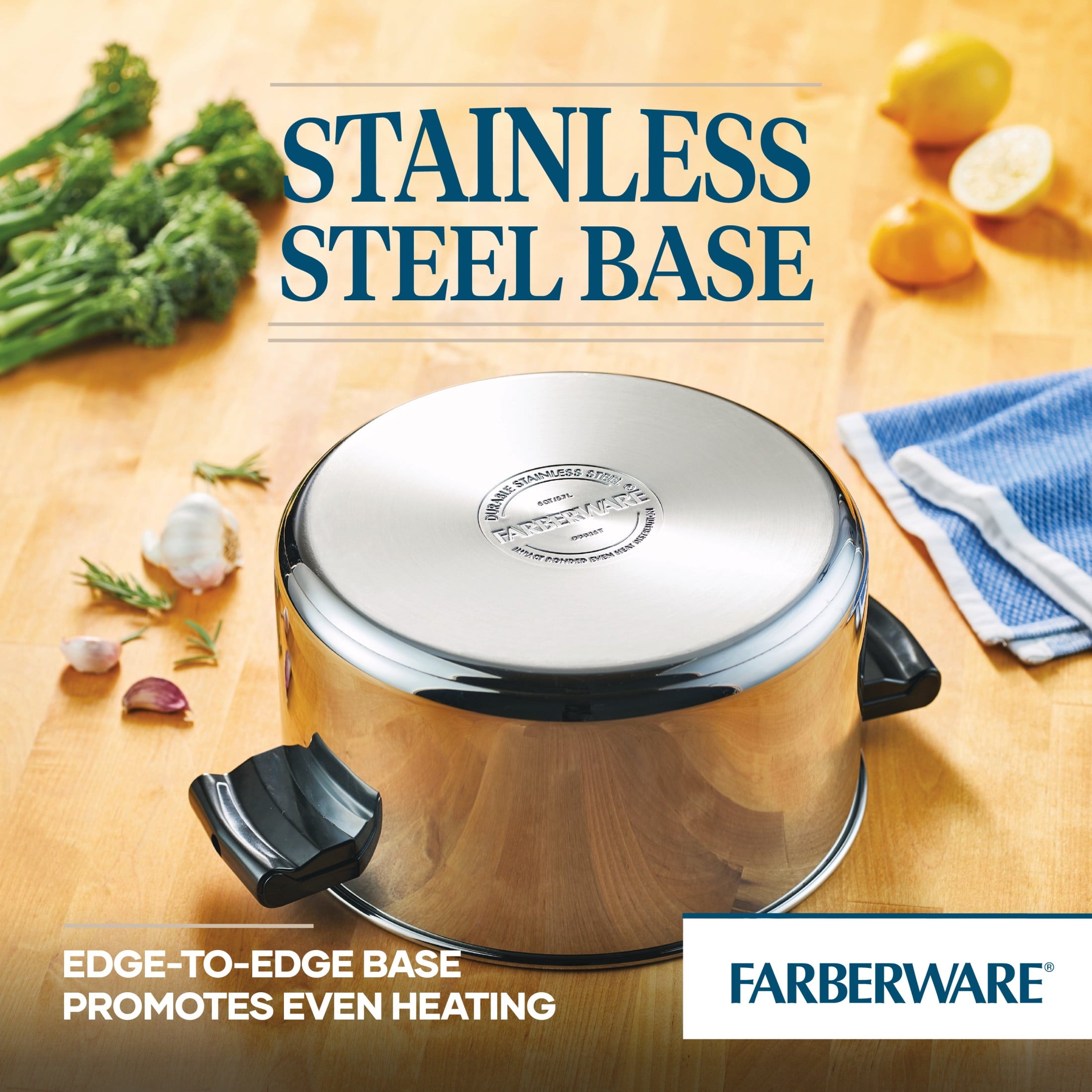 Farberware Classic Series 6 Quart Stainless Steel Stockpot with Lid - Induction Compatible, Metal Utensil and Dishwasher Safe, Stainless Steel
