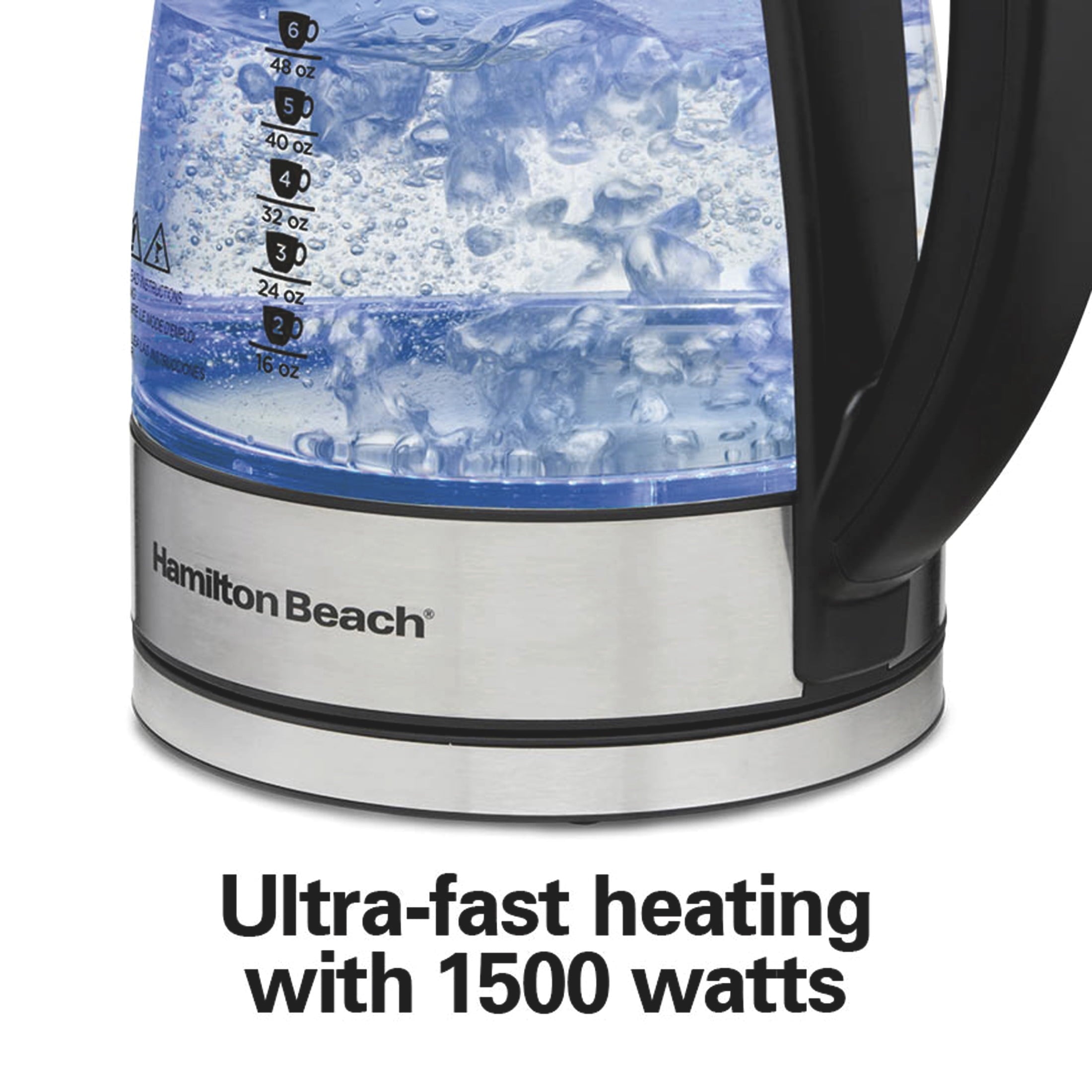Hamilton Beach Temperature-Control 1.7L Electric Glass Kettle with Auto Shutoff and Ultra-Fast Heating - Tea & Water Kettle
