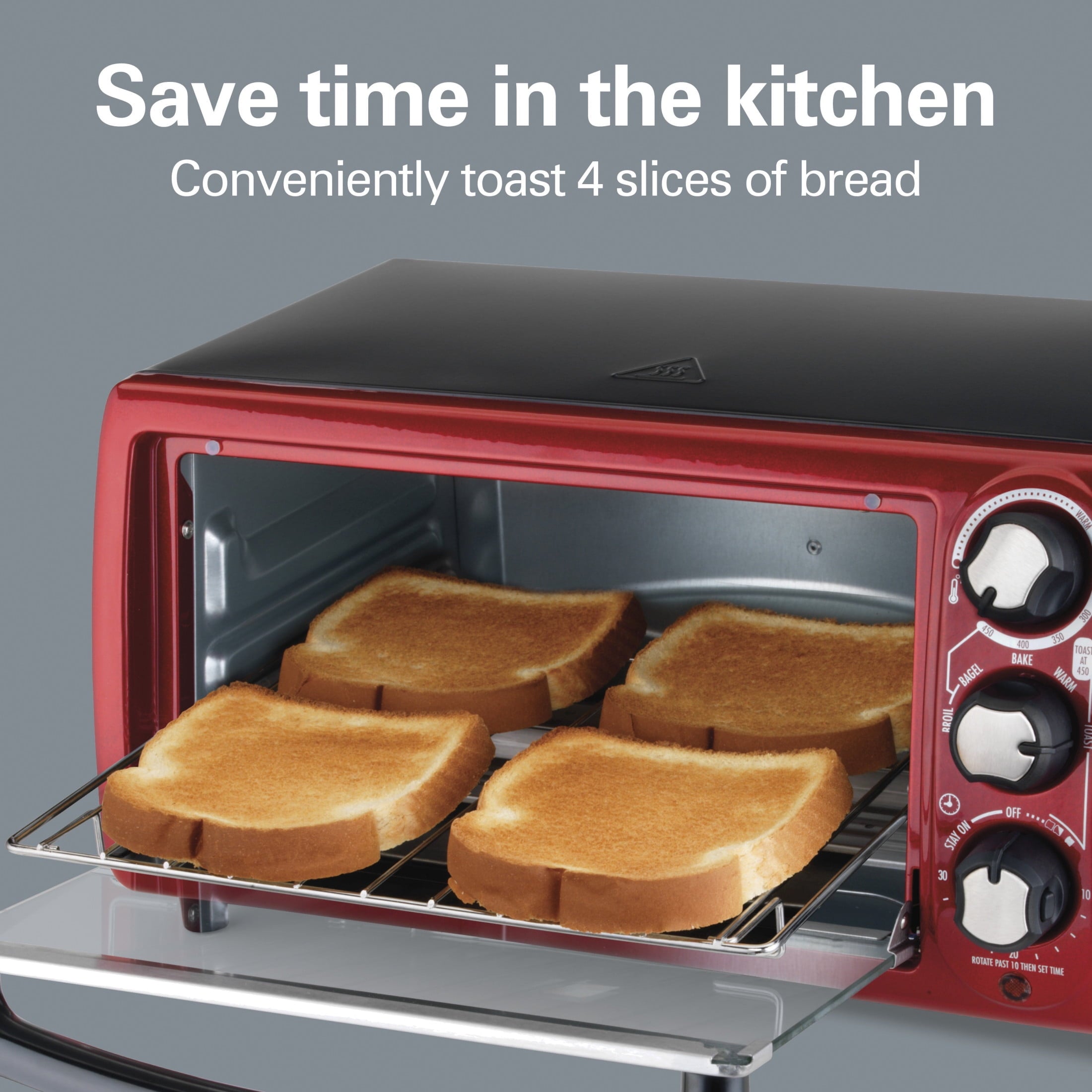Hamilton Beach 4-Slice Countertop Toaster Oven with 5 Versatile Cooking Modes - Red