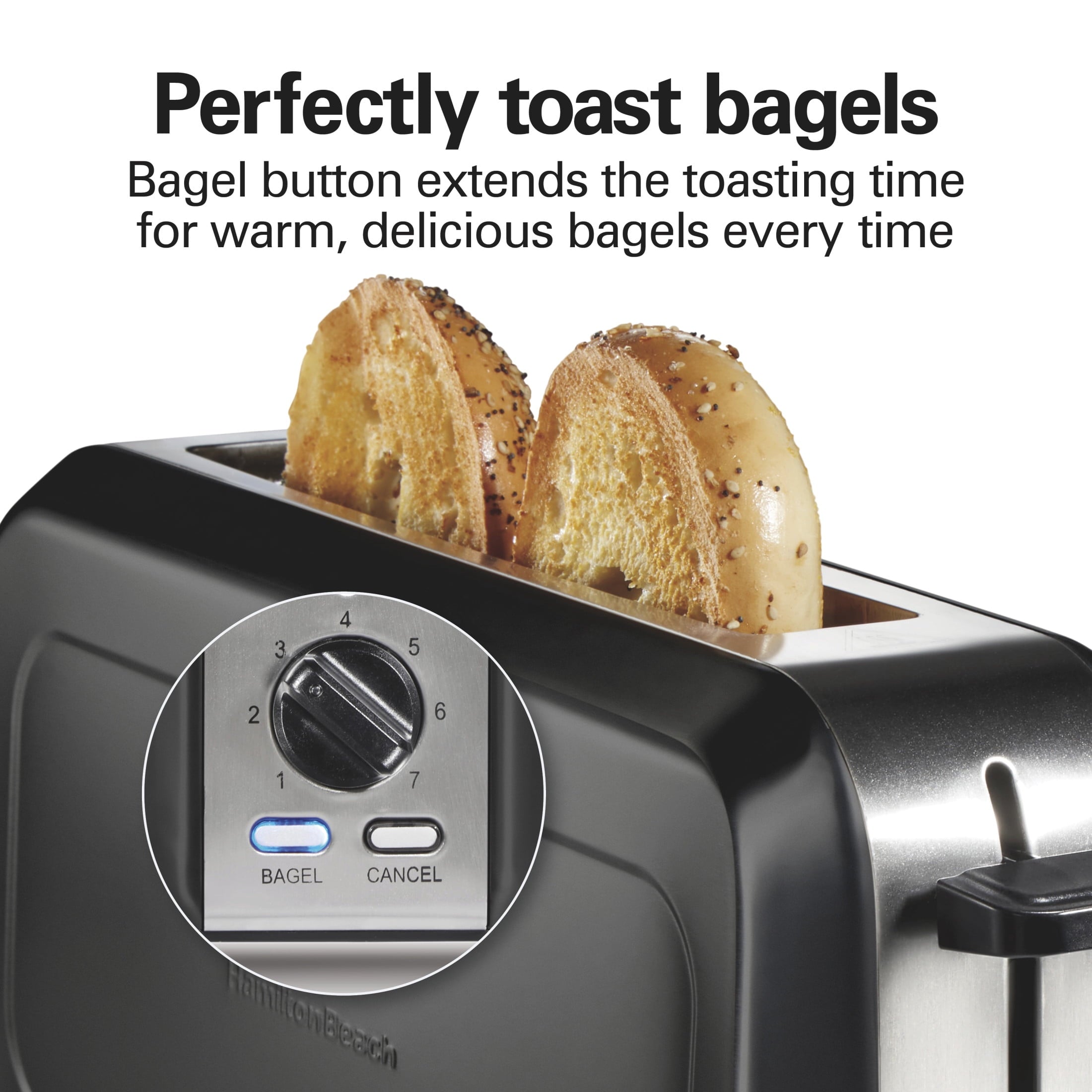 Hamilton Beach 2-Slice Bread and Bagel Toaster with Long Slots and Removable Crumb Tray - Black