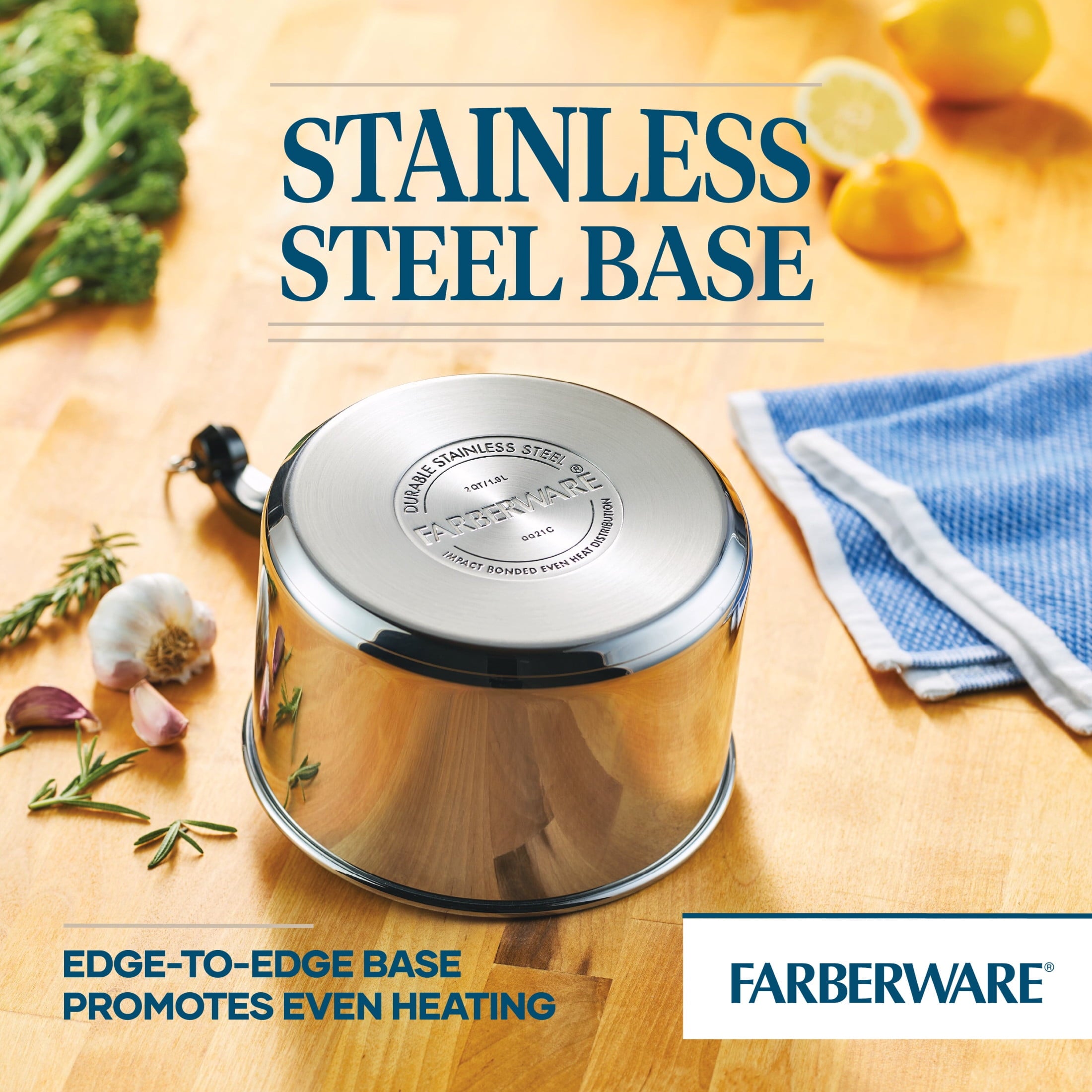 Farberware Classic Series 2 Quart Stainless Steel Sauce Pan with Lid - Induction Compatible, Metal Utensil and Dishwasher Safe, Stainless Steel