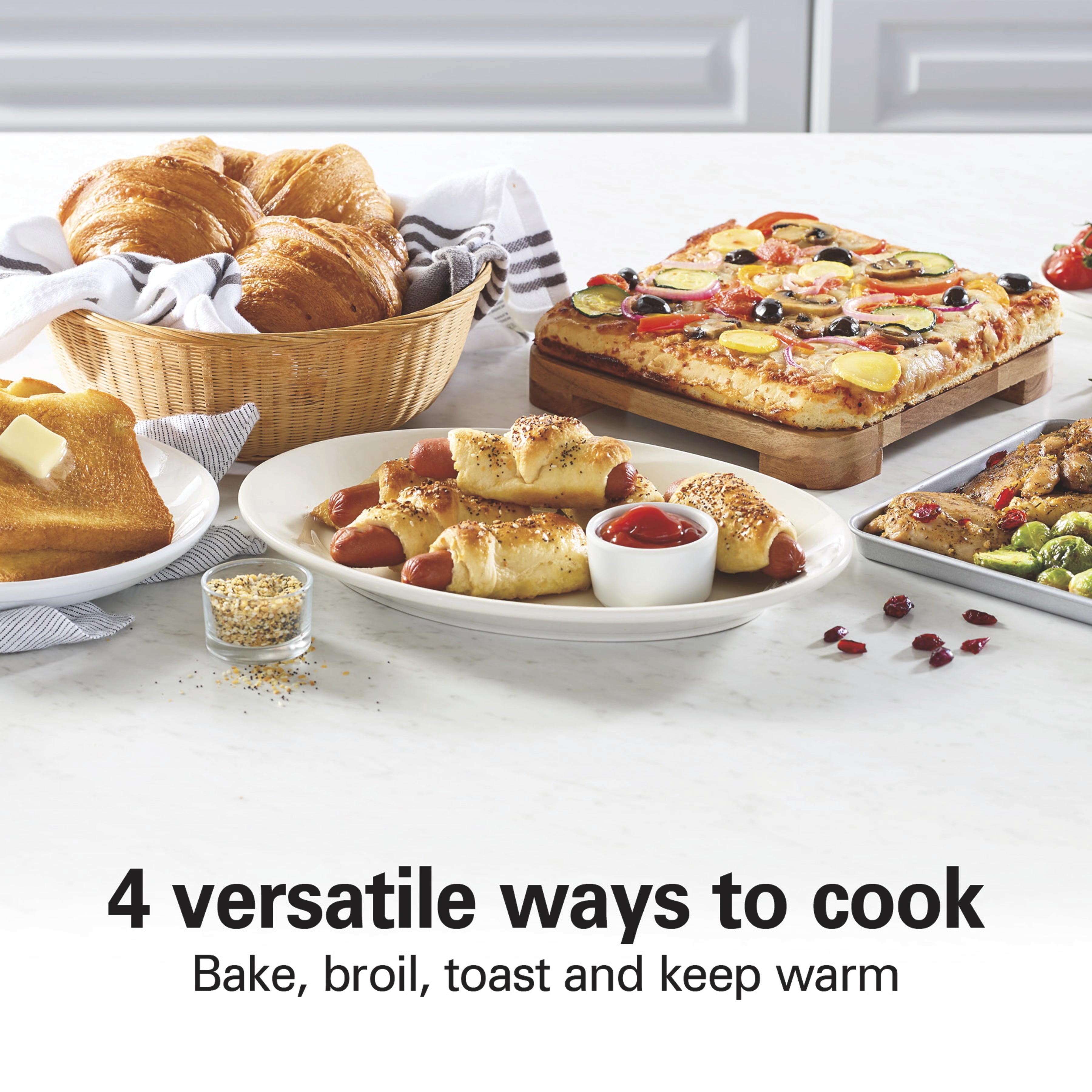 Hamilton Beach Space Saving Oven + Toaster - Holds a 9" Pizza or 3/4 Lb. of Fries, Stainless Steel Exterior