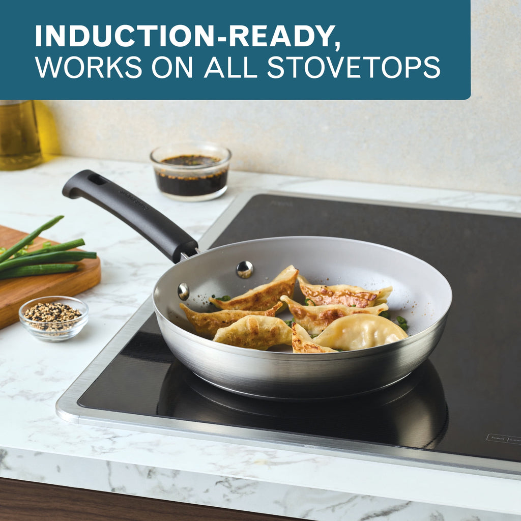 Farberware TrueCook Stainless Steel Ceramic Frying Pan - 9.5-Inch, Silver