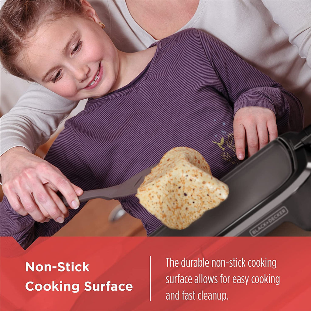 BLACK+DECKER Non-Stick Temperature Controlled 8 Serving Black Griddle