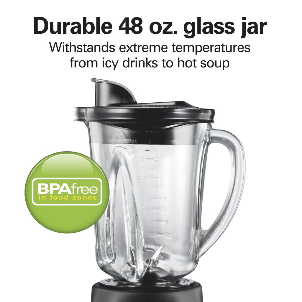 Hamilton Beach Smoothie Smart Blender - 48 oz Glass Jar 850 W Countertop Blender for Kitchen, Stainless Steel