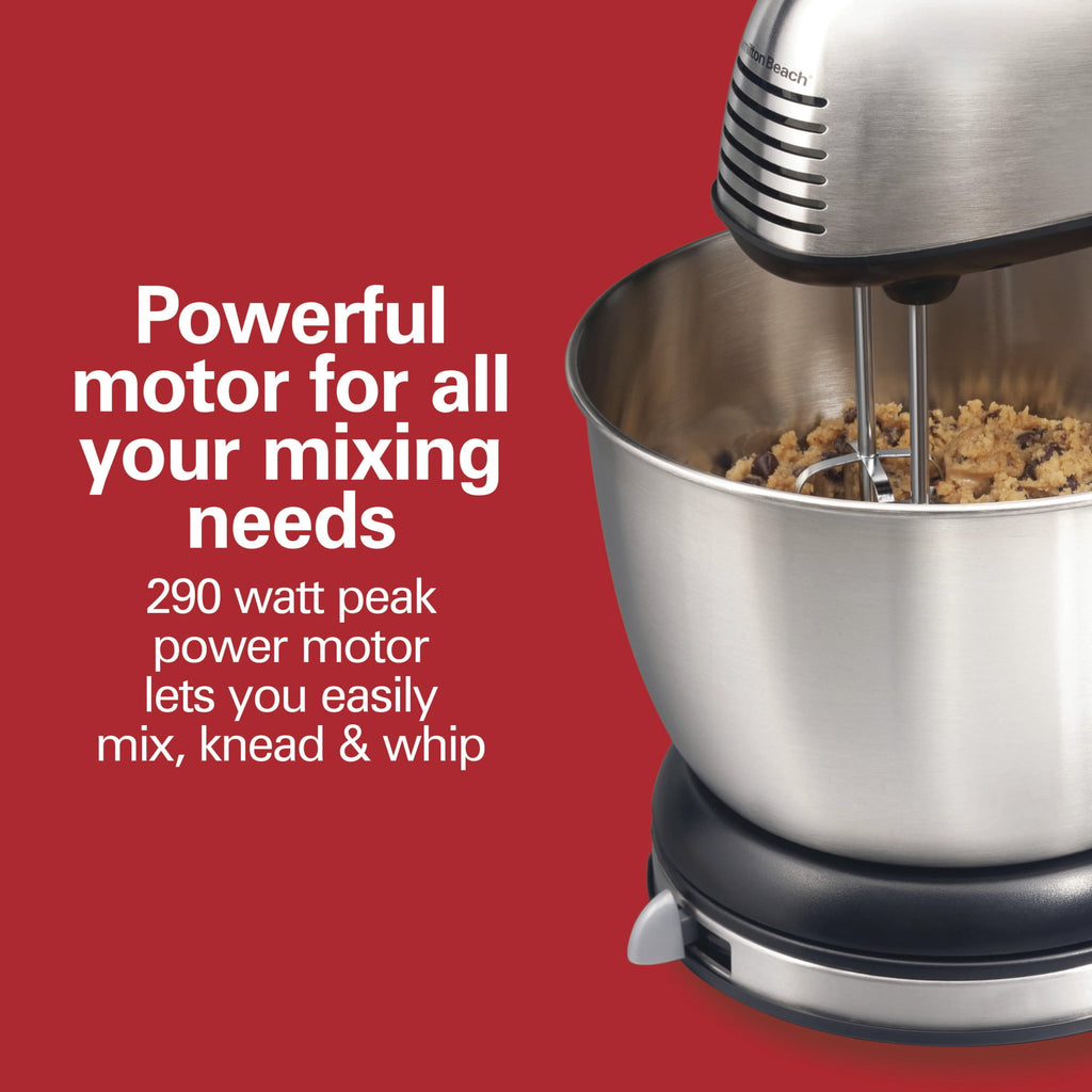 Hamilton Beach Classic Stand and Hand Mixer Combo for Kitchen - 4 Quart, 6 Speeds with Quick Burst, Black
