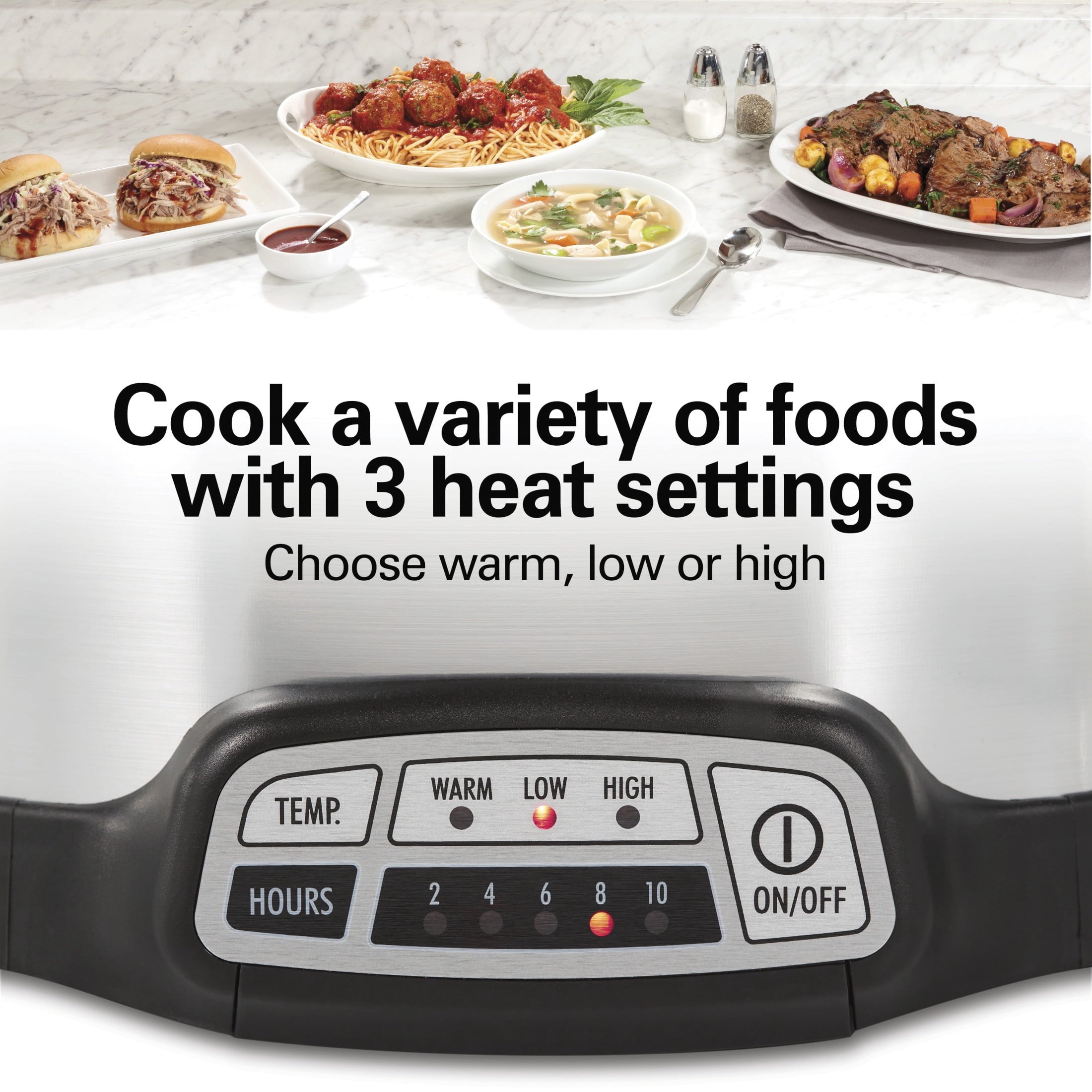 Hamilton Beach 6 Qt Programmable Slow Cooker - Stoneware Crock with Removable Pot, Stainless Steel