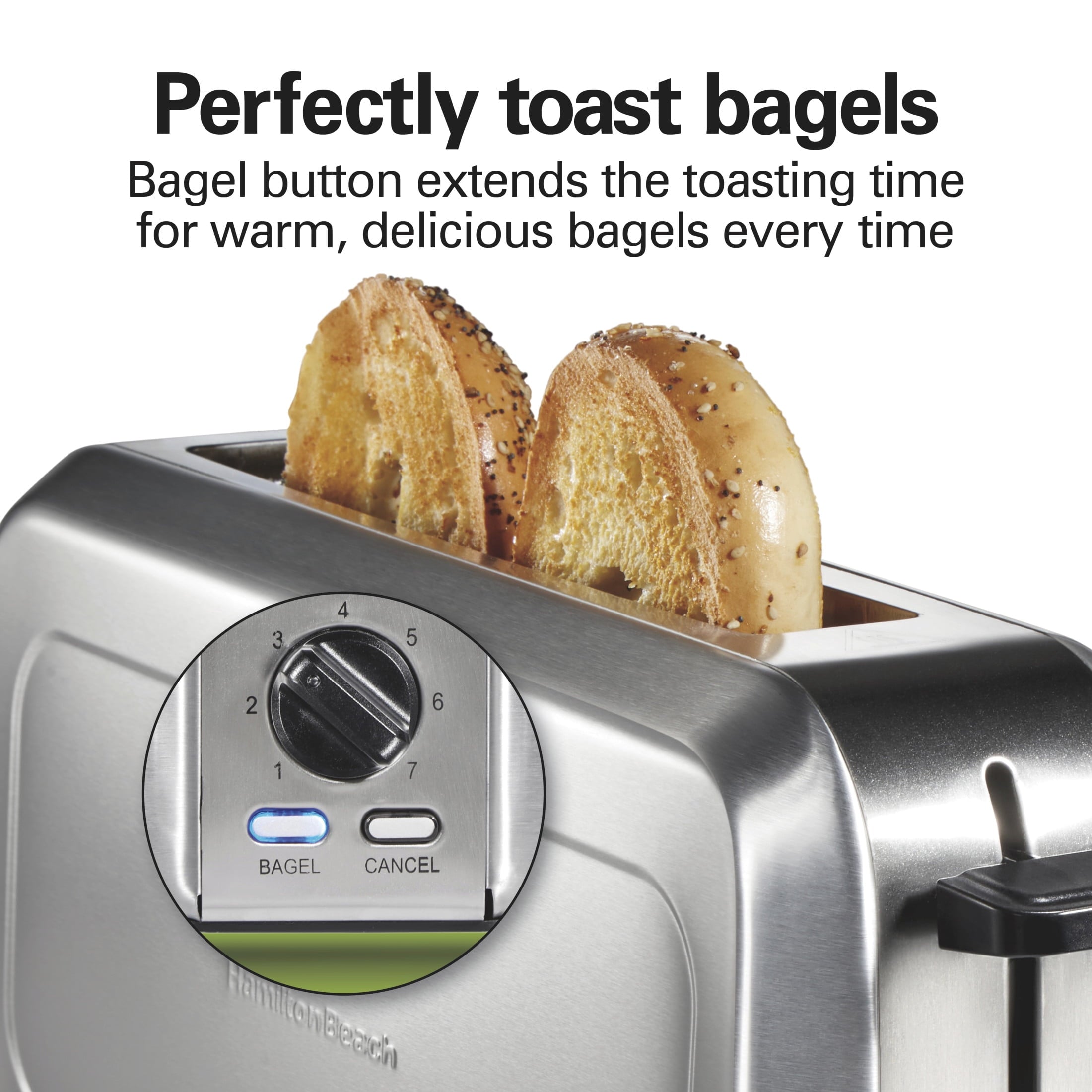 Hamilton Beach 2-Slice Bread and Bagel Toaster with Long Slots and Removable Crumb Tray - Stainless Steel