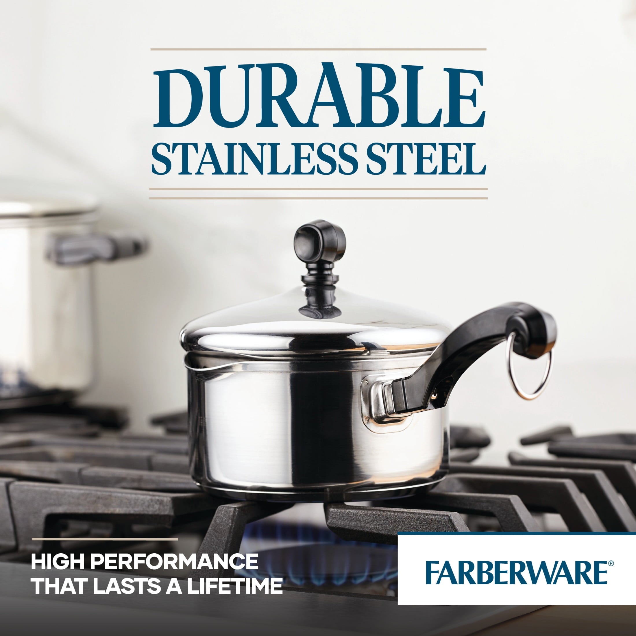 Farberware Classic Series 1 Quart Stainless Steel Straining Sauce Pan with Lid - Induction Compatible, Metal Utensil and Dishwasher Safe, Stainless Steel