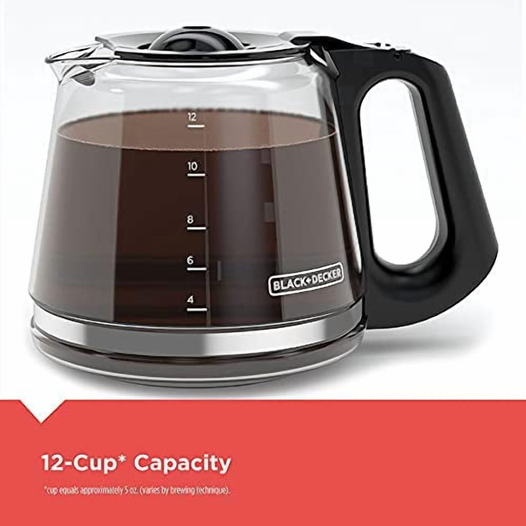 BLACK+DECKER 12-Cup Programmable Coffeemaker with QuickTouch Controls - Glass Carafe, Auto Shut-Off, Black, CM1110B-1