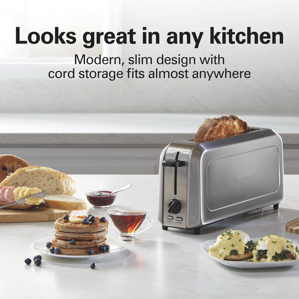 Hamilton Beach 2-Slice Bread and Bagel Toaster with Long Slots and Removable Crumb Tray - Stainless Steel
