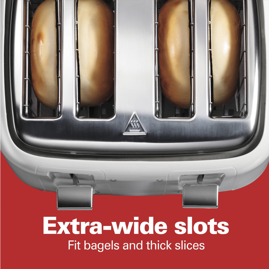 Hamilton Beach 4-Slice Toaster with Extra-Wide Slots - Toast Boost, and Removable Crumb Tray, White