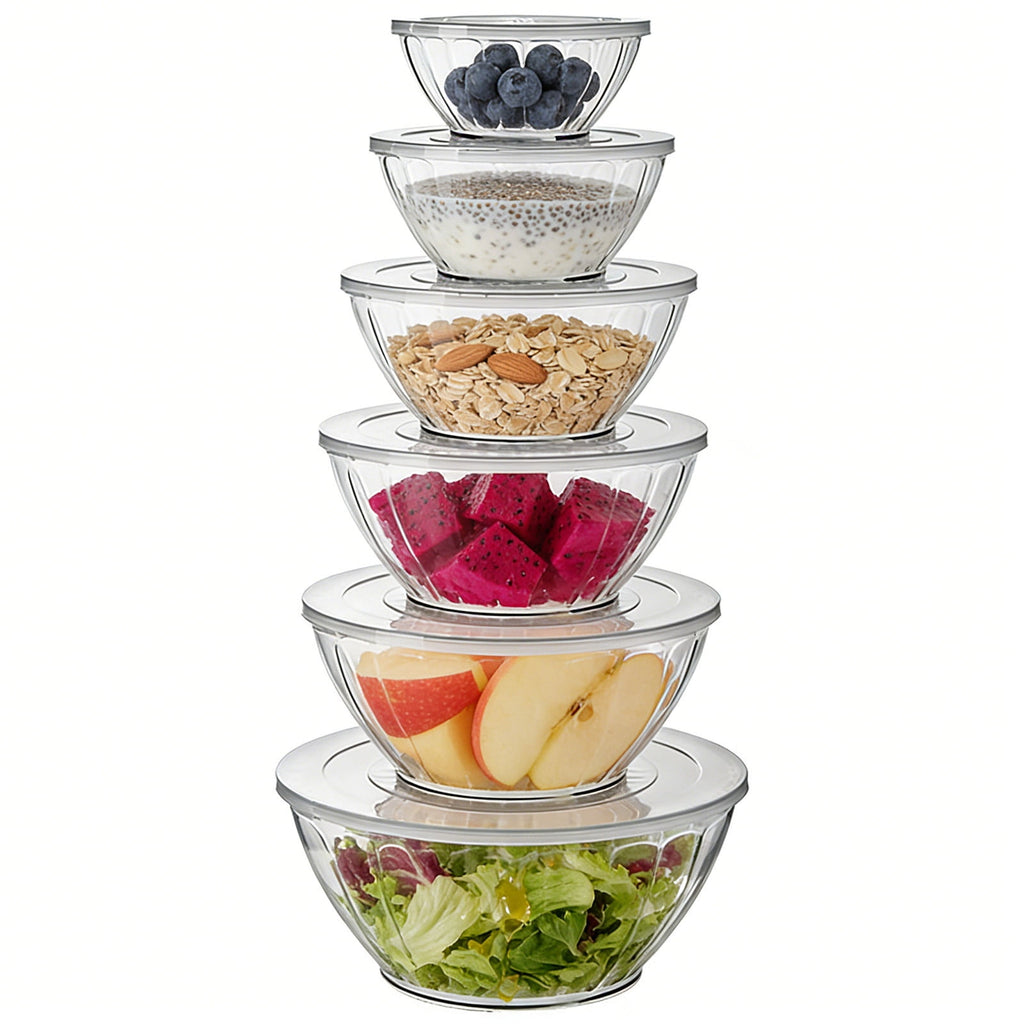 Pyrex Glass Mixing Bowl Set with Lids - Five-Piece Kitchen Bowl Collection for Cooking, Baking and Food Prep, Heat Resistant Stackable for Everyday Use in Home, Restaurant, Professional Kitchen-A