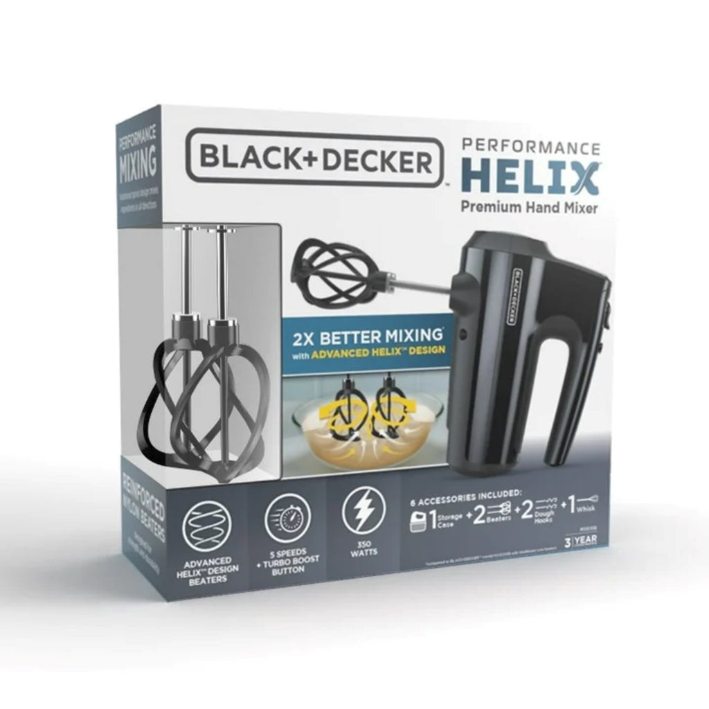 BLACK+DECKER Helix Performance 5-Speed Premium Hand Mixer - Nylon, Black