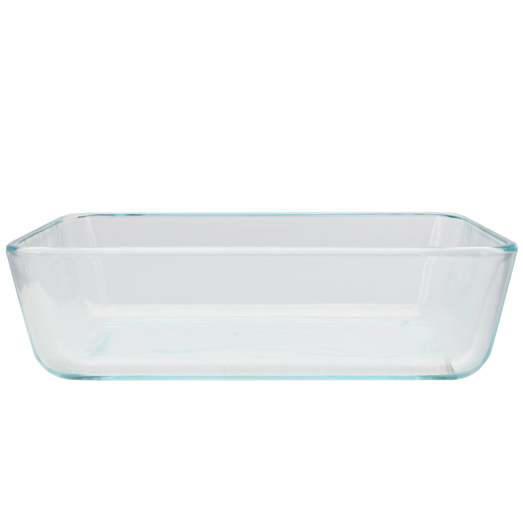 Pyrex (4) 7210 3-Cup Clear Glass Rectangular Dishes with (4) 7210-PC 3-Cup Loring Pink BPA-Free Plastic Lids – Made in the USA