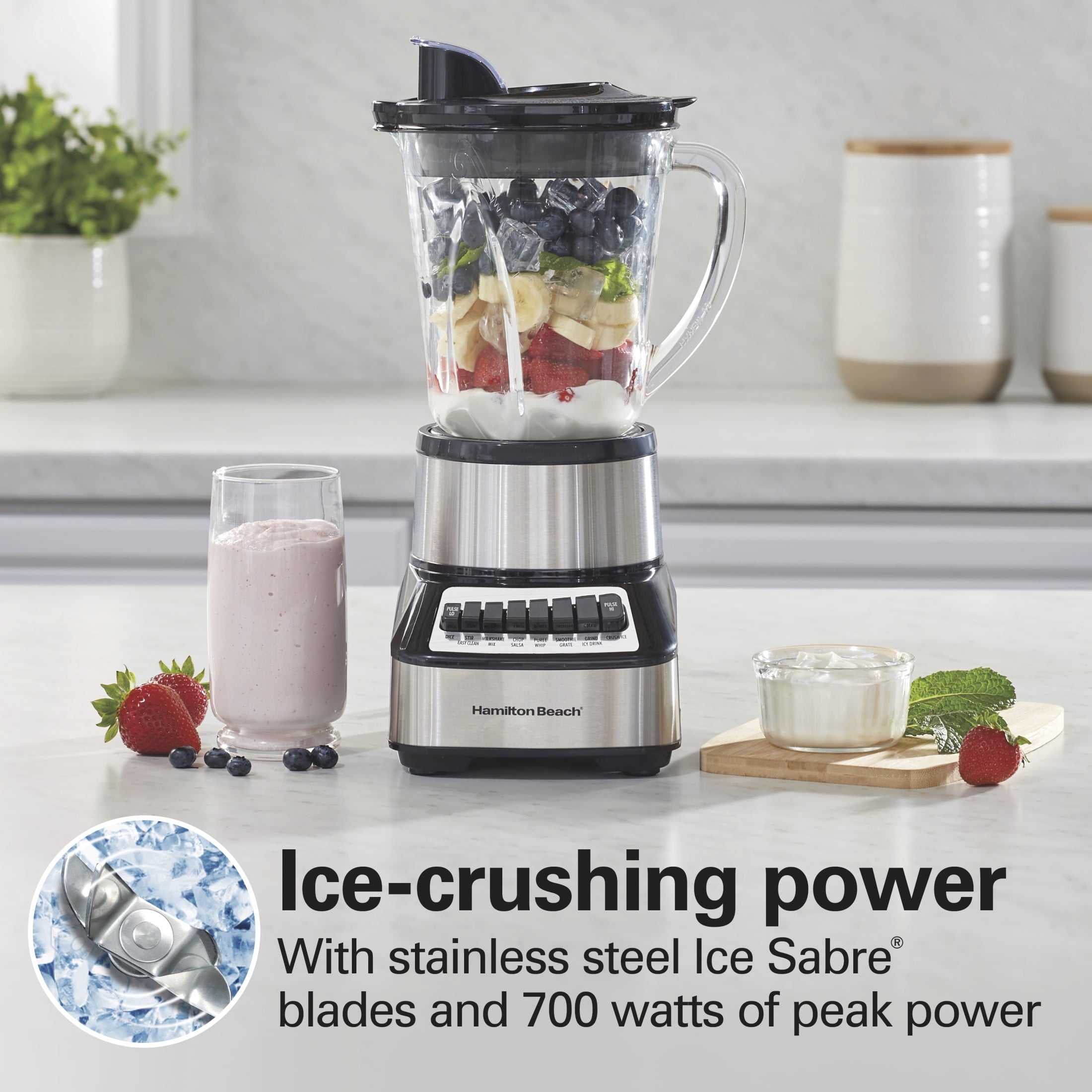 Hamilton Beach Wave Crusher Smoothie Blender for Kitchen - 40 oz Jar for Smoothies and Shakes, Stainless Steel