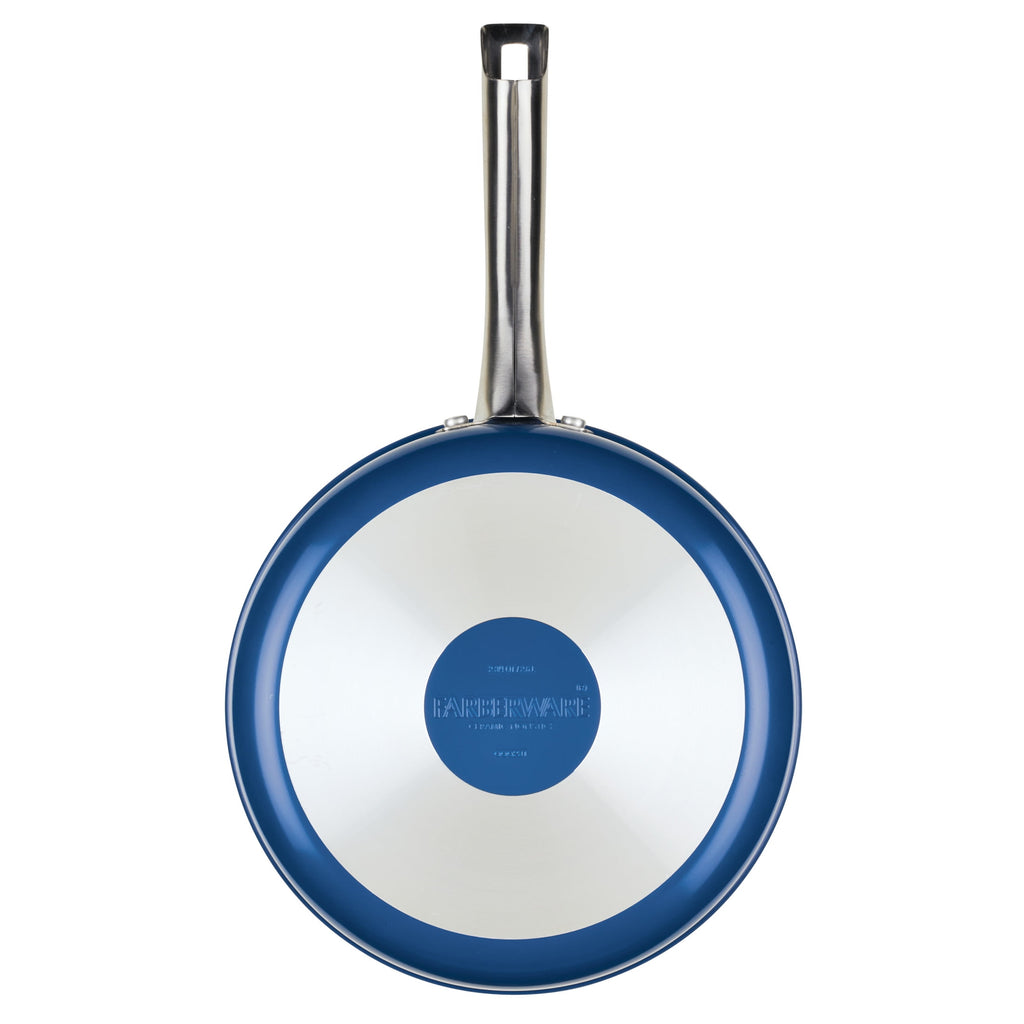 Farberware Vibrance 2.75 Quart Ceramic Nonstick Saute Pan with Lid - Dishwasher Safe and Oven Safe to 500°F, Blue