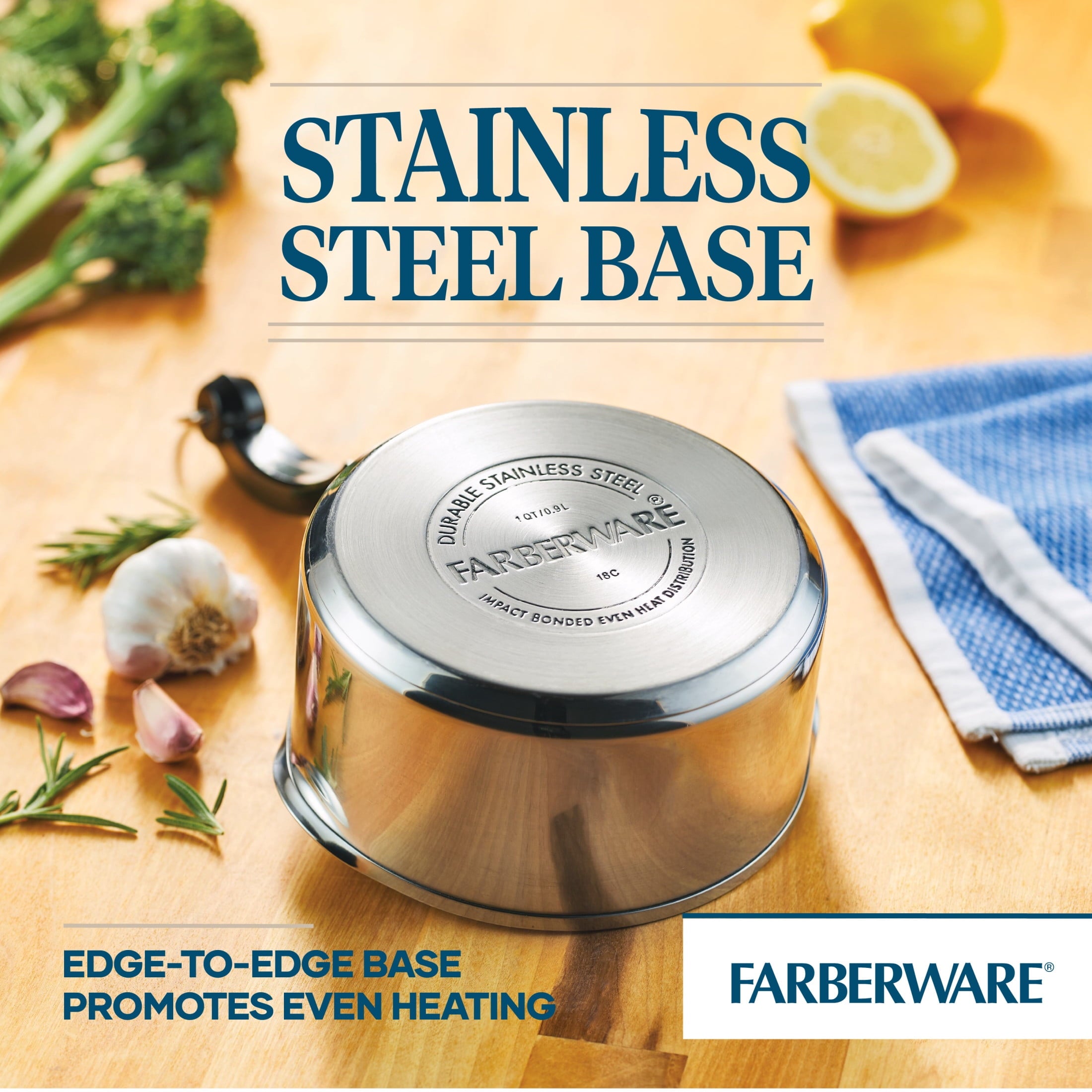 Farberware Classic Series 1 Quart Stainless Steel Straining Sauce Pan with Lid - Induction Compatible, Metal Utensil and Dishwasher Safe, Stainless Steel