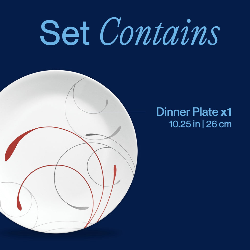 Corelle Splendor - White and Red Round Dinner Plate, 10.25" - 2-Pack
