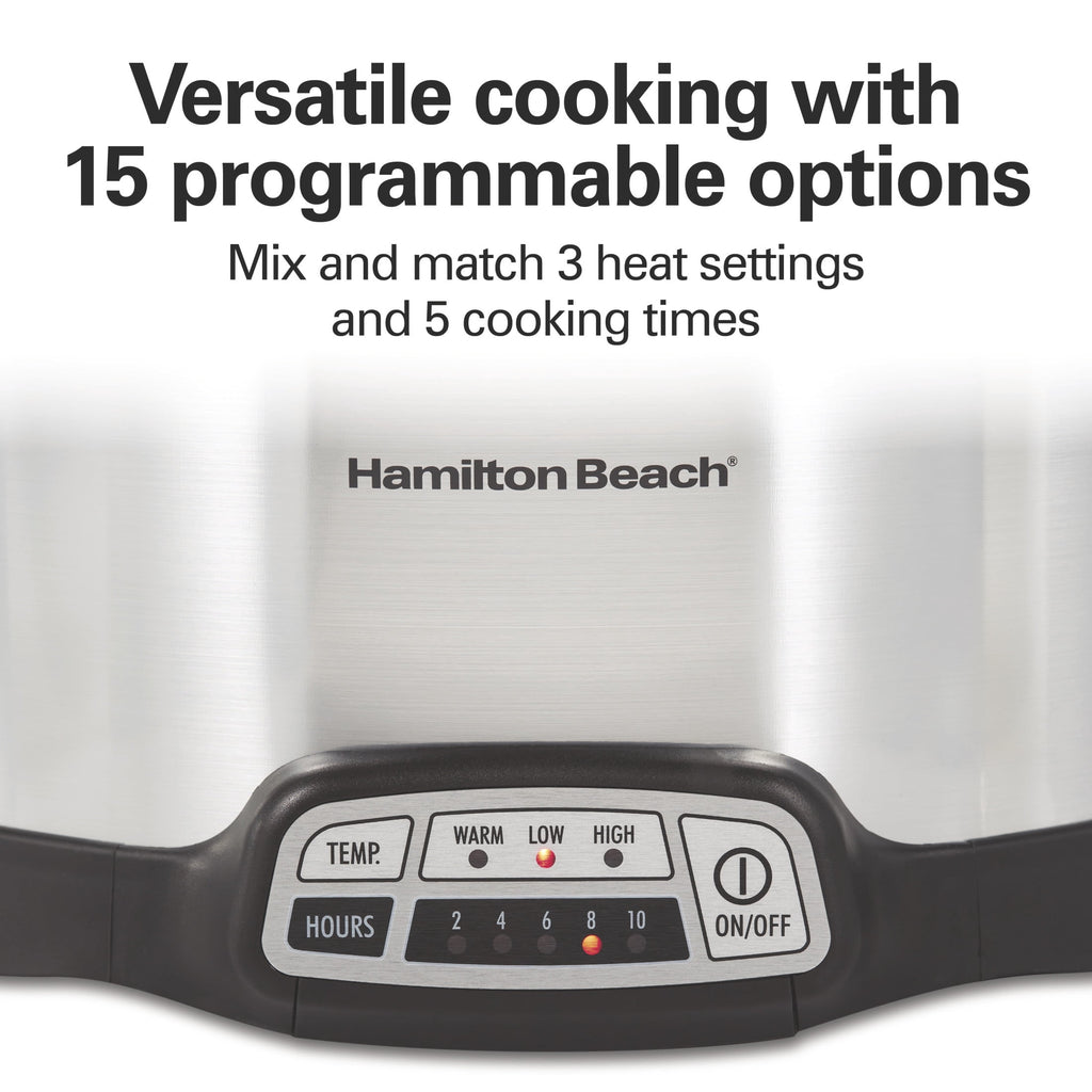 Hamilton Beach 4 Qt Programmable Slow Cooker - Stoneware Crock with Removable Pot, Stainless Steel