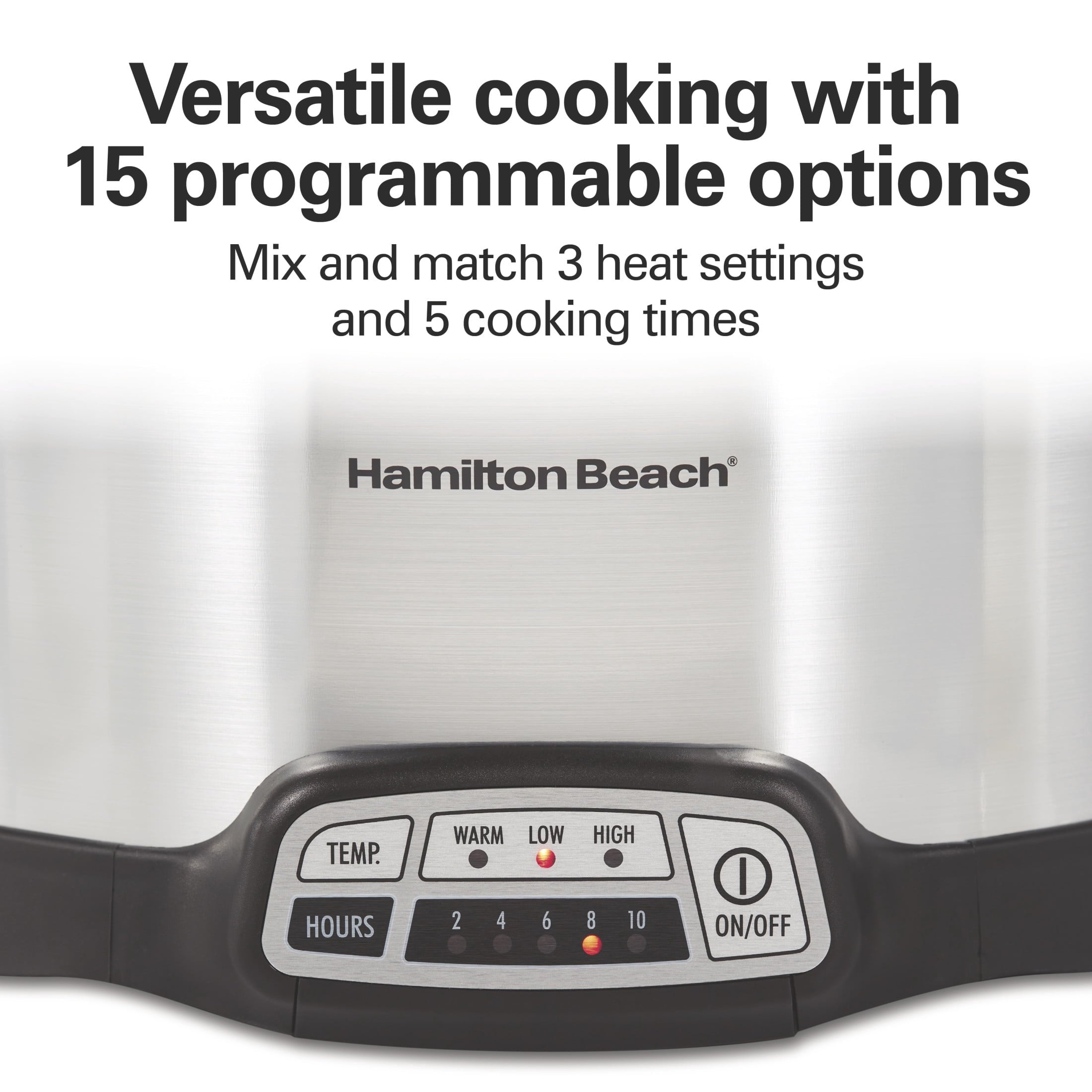 Hamilton Beach 4 Qt Programmable Slow Cooker - Stoneware Crock with Removable Pot, Stainless Steel