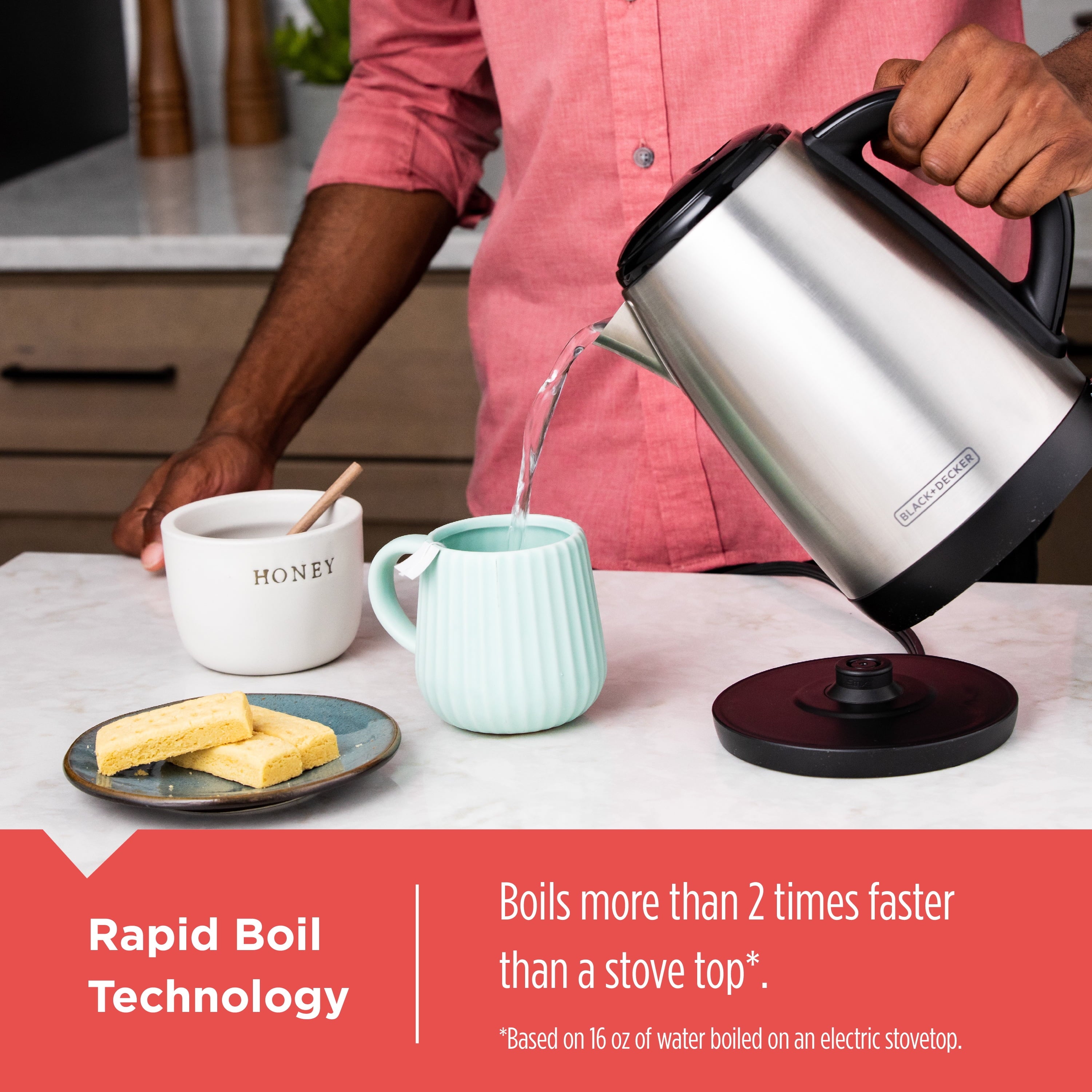 BLACK+DECKER 1.7L Stainless Steel Electric Cordless Kettle - KE1700SD