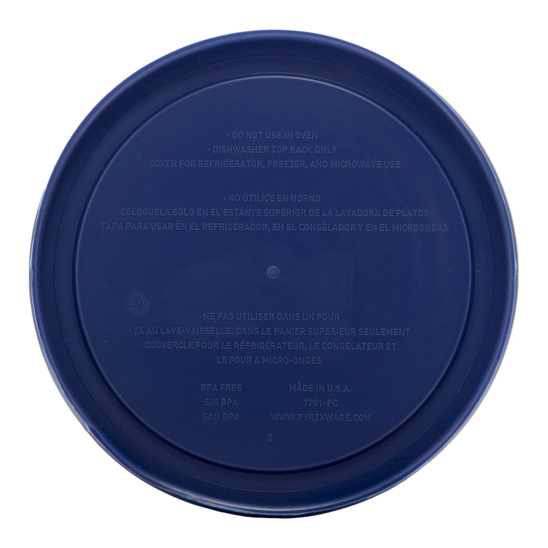 Pyrex 7201 Round Glass Food Storage Bowl w/ 7201-PC Dark Blue Lid Cover (4-Pack)