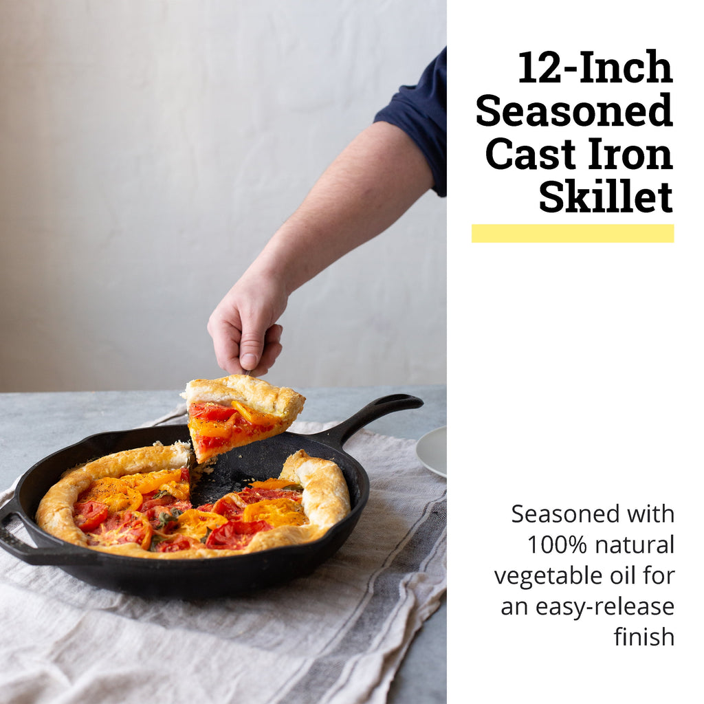 Lodge 12" Cast Iron Skillet - Chef Collection - Perfect Sear - Ergonomic Handles - Superior Heat Retention - Cast Iron Cookware & Skillet