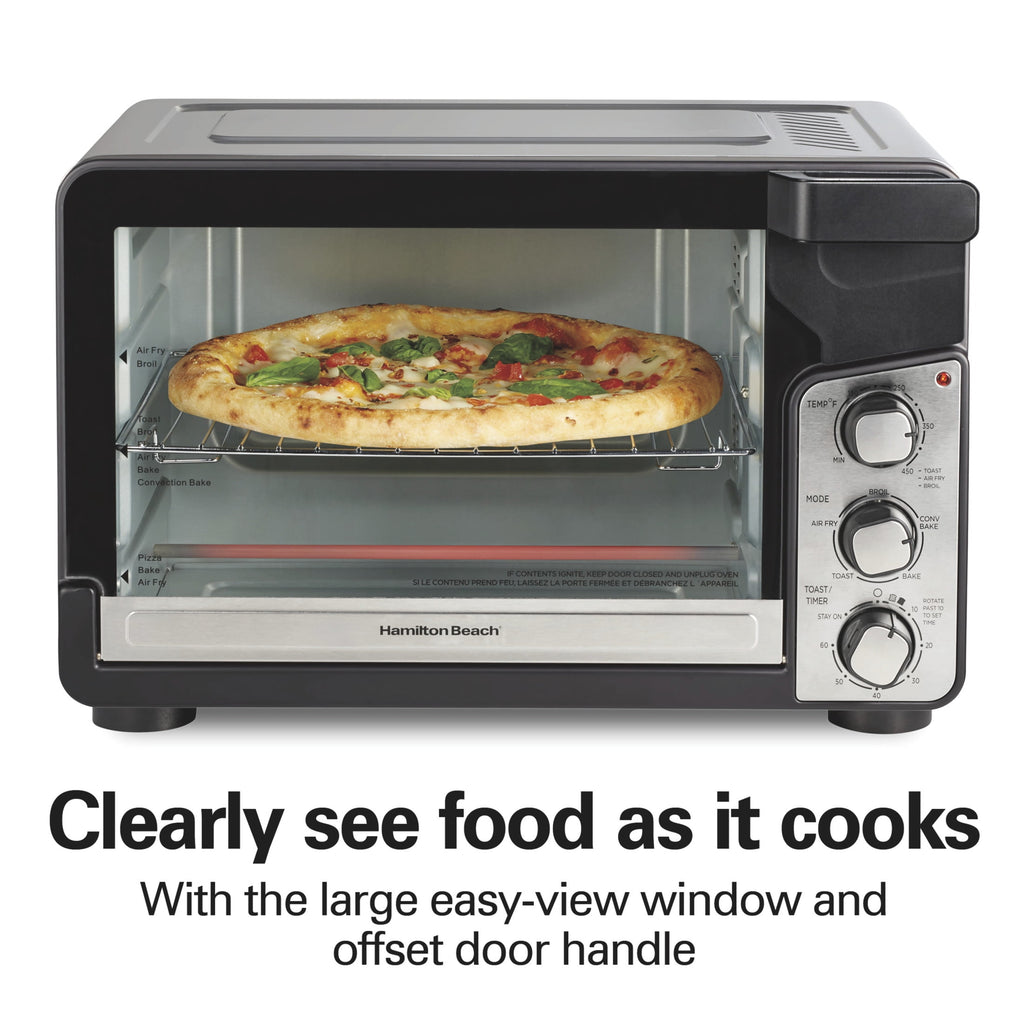 Hamilton Beach Easy View XL Air Fryer Toaster Oven with Sure-Crisp Air Fry technology - 6 Slice, 5-in-1 Countertop Oven, Black
