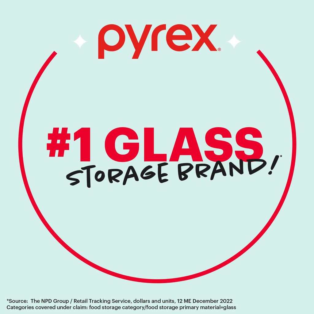 Pyrex 4-cup Glass Food Storage Container with Blue Lid