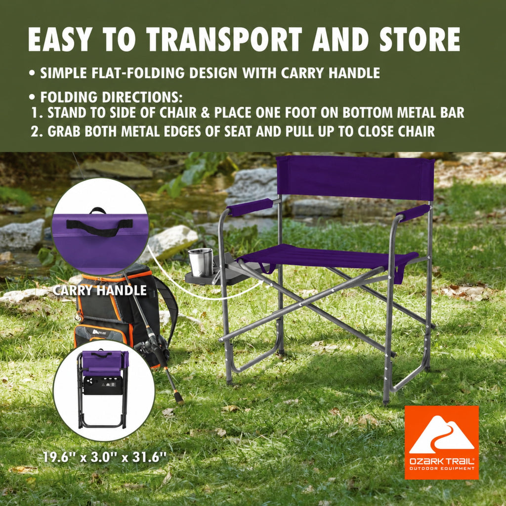Ozark Trail Director Chair with Side Table - Purple