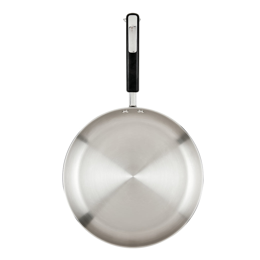Farberware Brilliance 12.25 Inch Frying Pan - Induction Compatible, Metal Utensil and Dishwasher Safe, Stainless Steel
