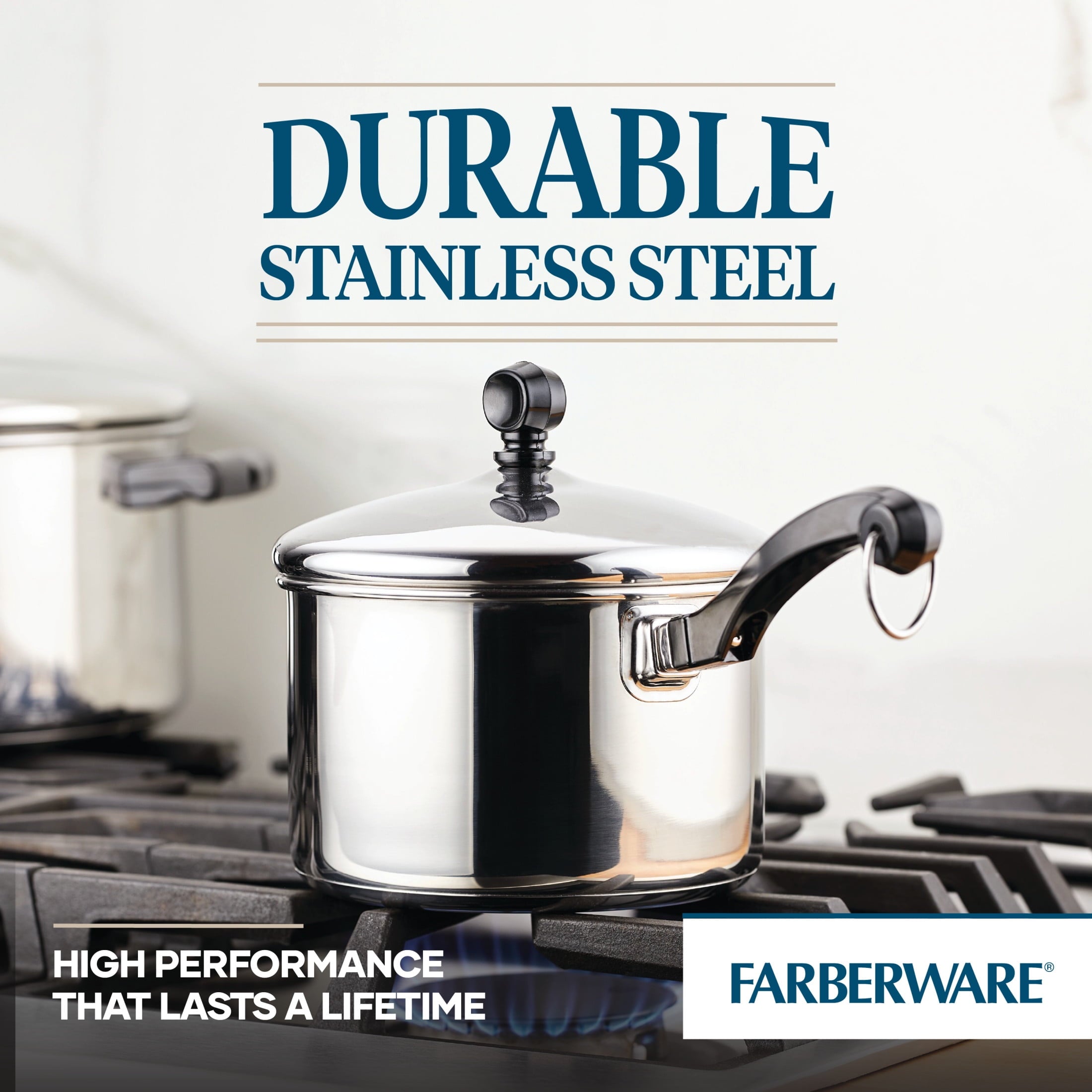 Farberware Classic Series 2 Quart Stainless Steel Sauce Pan with Lid - Induction Compatible, Metal Utensil and Dishwasher Safe, Stainless Steel