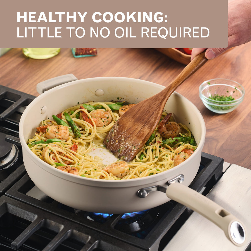 Farberware TrueCook 6qt Ceramic Jumbo Cooker - Dishwasher and Oven Safe, Taupe