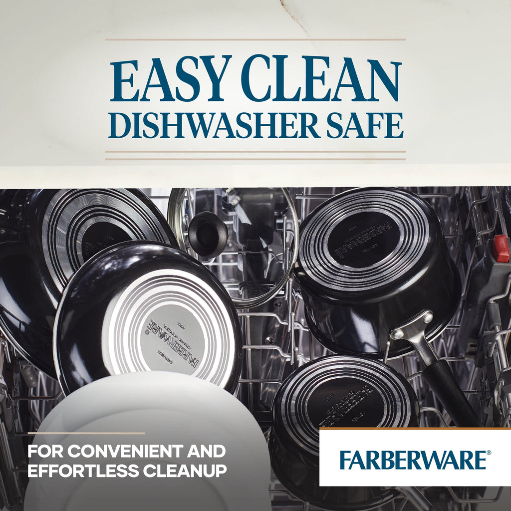 Farberware Easy Clean 12.5 Inch Ceramic Nonstick Frying Pan with Helper Handle - Dishwasher Safe, Black