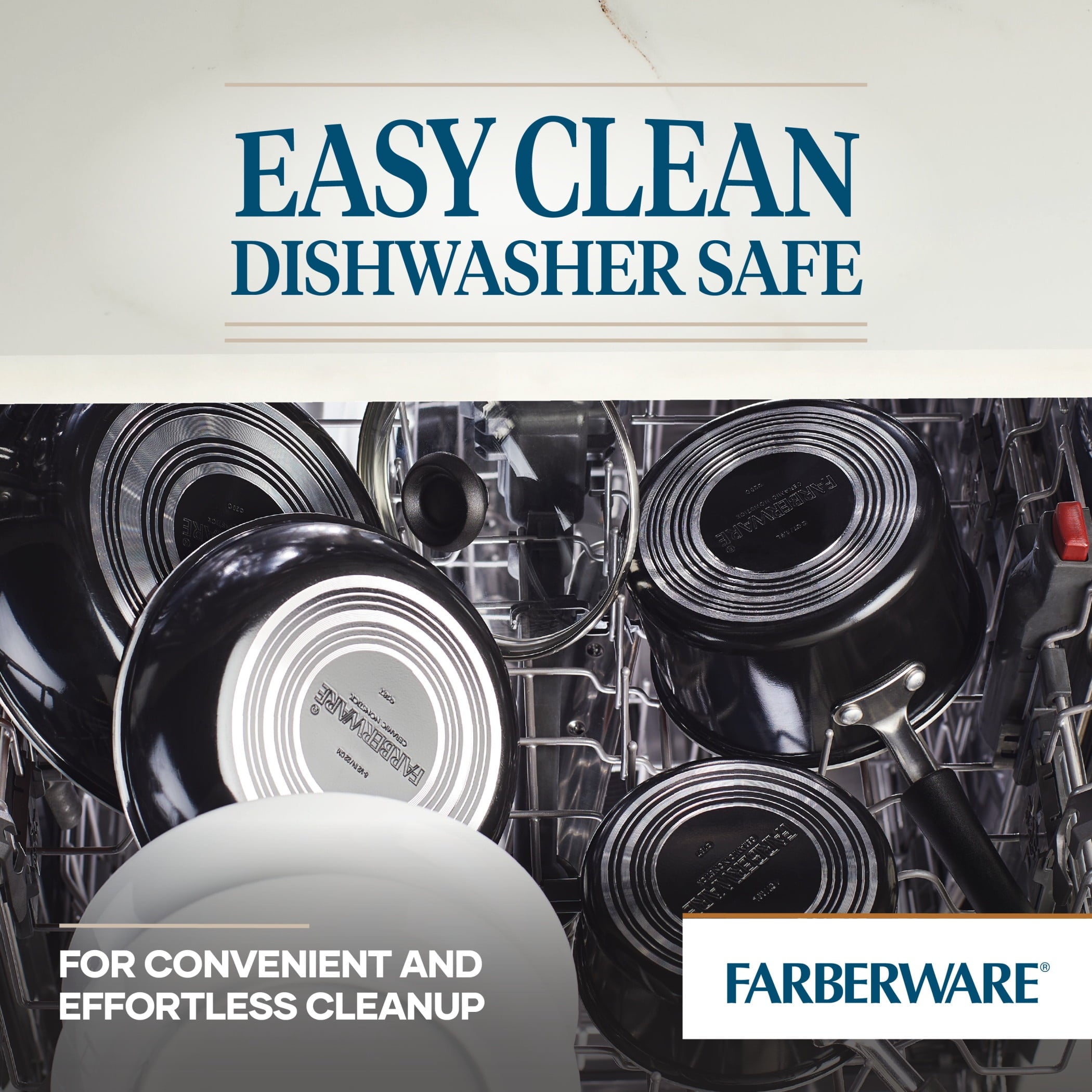 Farberware Easy Clean 12.5 Inch Ceramic Nonstick Frying Pan with Helper Handle - Dishwasher Safe, Black