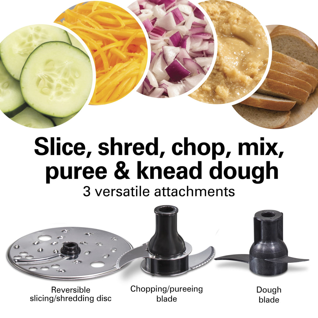 Hamilton Beach Stack & Snap 10-Cup Food Processor - 500 W, 2-Speed with Pulse, Extra-Large Chute and Bowl Scraper, Black