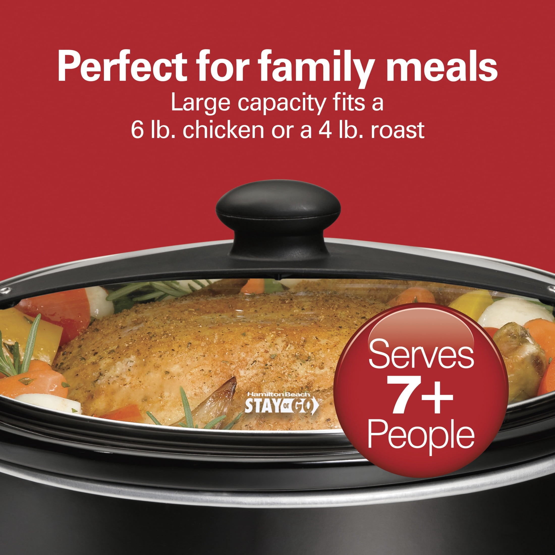 Hamilton Beach 6 Qt Slow Cooker - Stoneware Crock with Removable Pot, Black