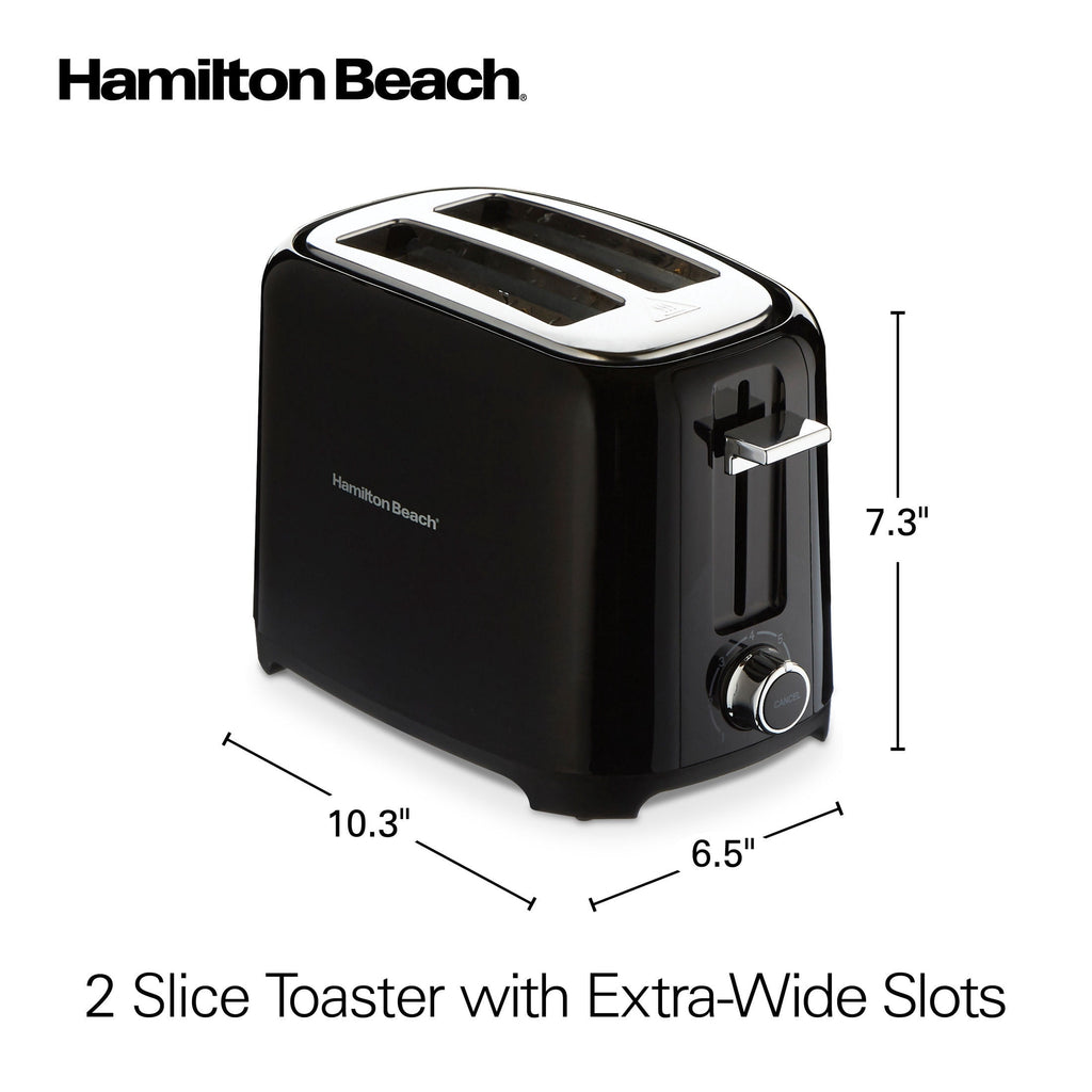 Hamilton Beach 2-Slice Toaster with Extra-Wide Slots - Toast Boost, and Removable Crumb Tray, Black
