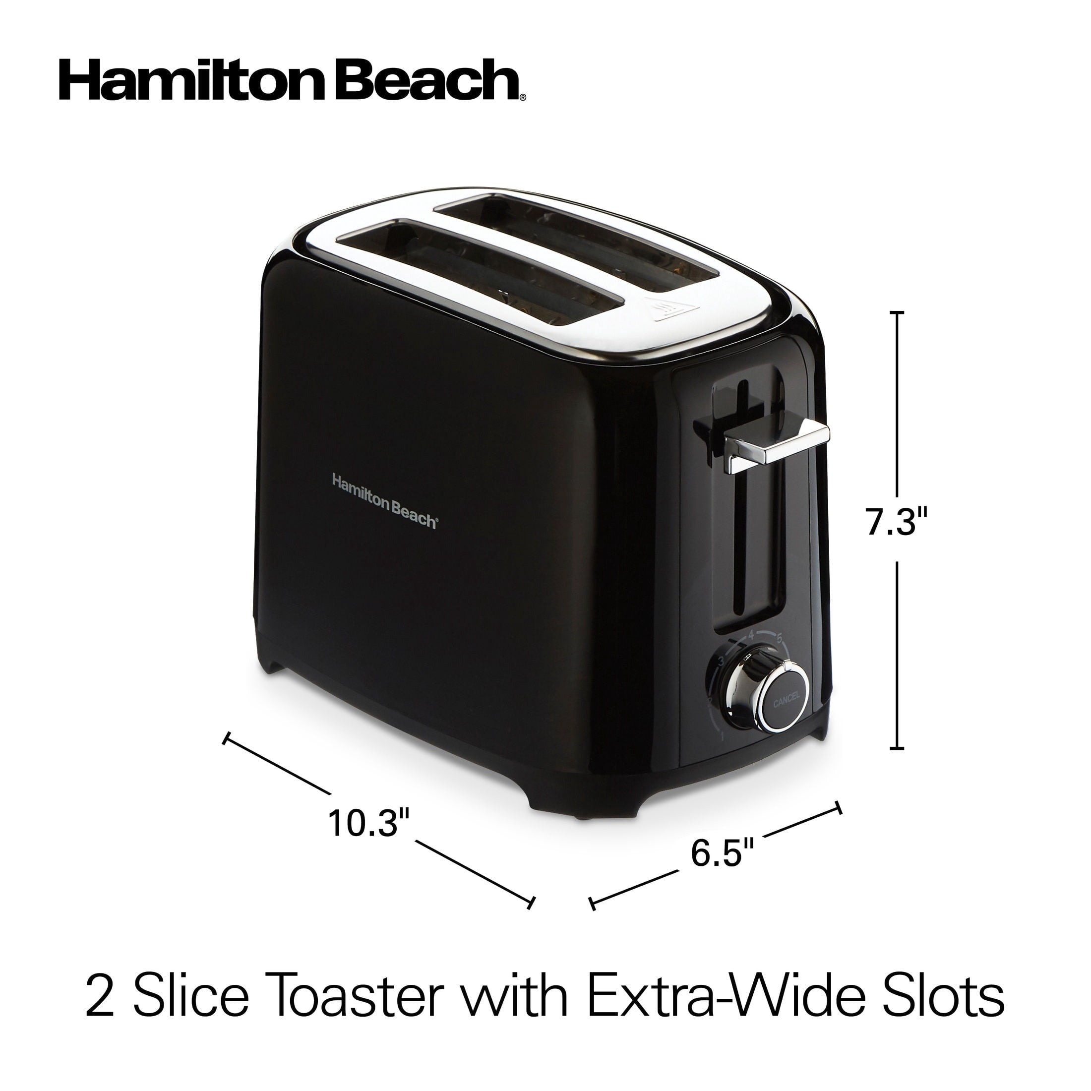 Hamilton Beach 2-Slice Toaster with Extra-Wide Slots - Toast Boost, and Removable Crumb Tray, Black