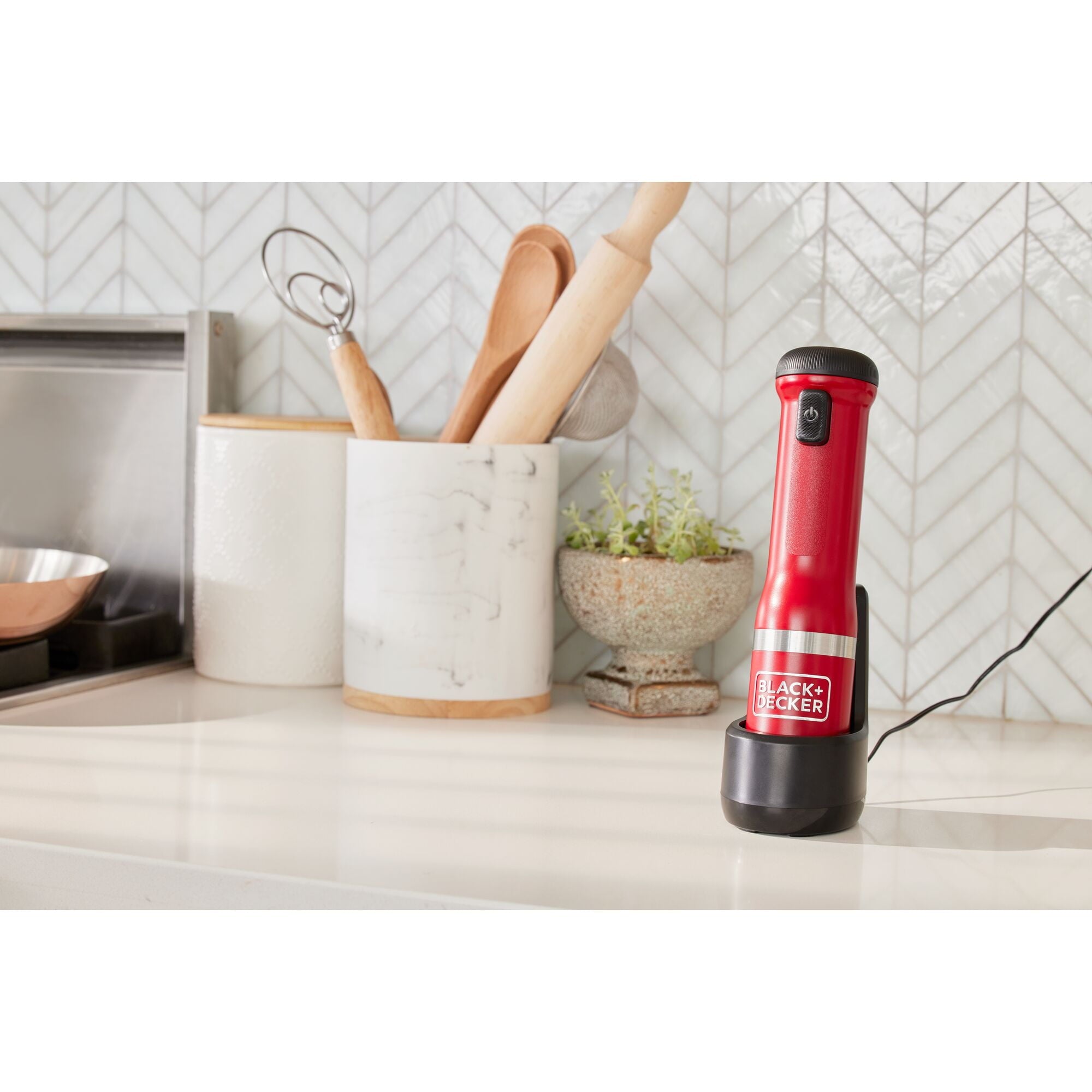 Black And Decker Kitchen Wand Cordless Immersion Blender Red