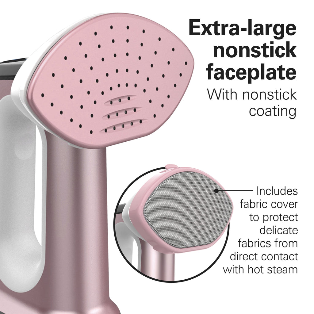Hamilton Beach 3-in-1 Handheld Clothes Steamer and Iron - 1700 W 300 ml Clothing Steamer, 45-Second Heat Up, 27 Minutes of Steam, Rose