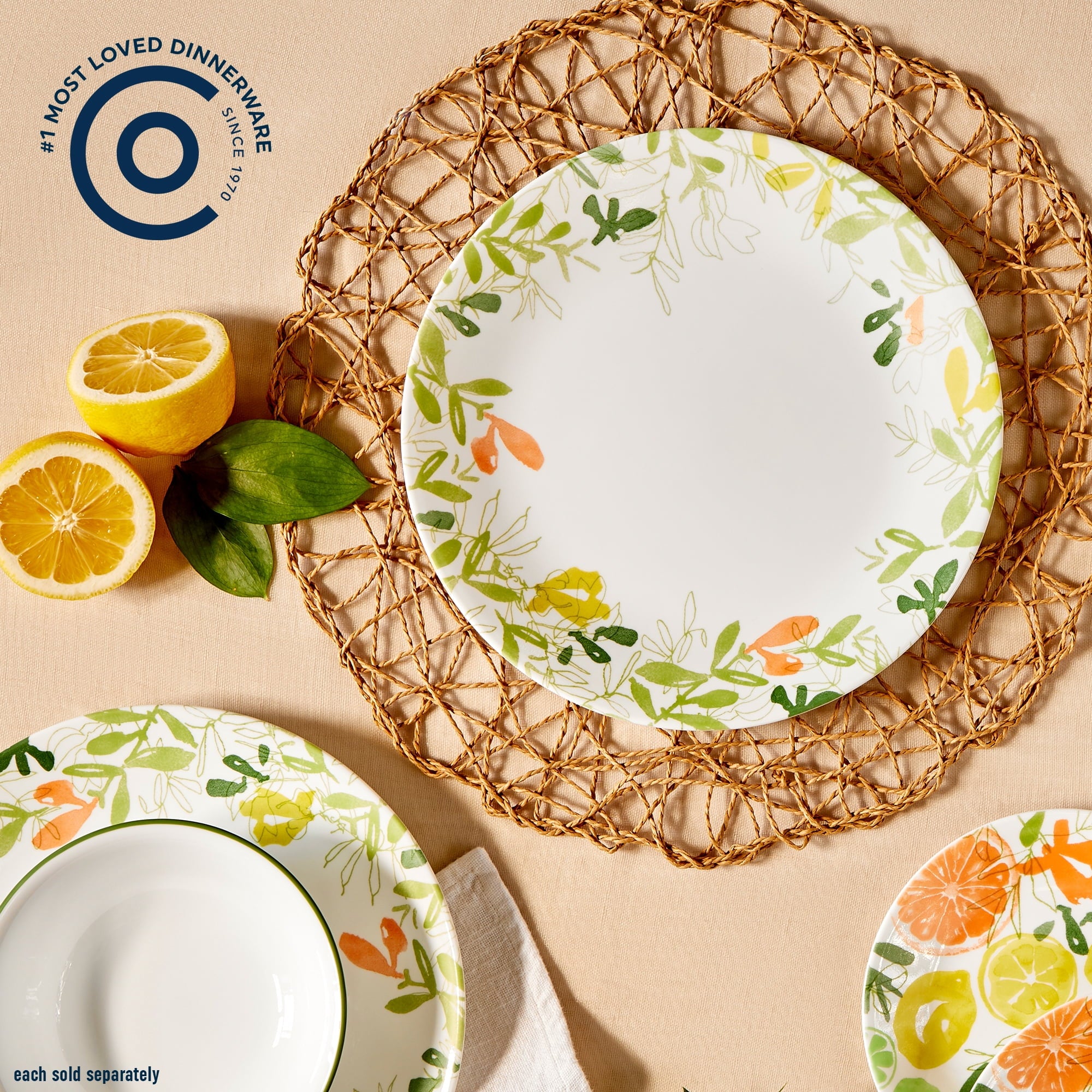 Corelle Contemporary Fruits 10.25" Dinner Plates (Set of 4)