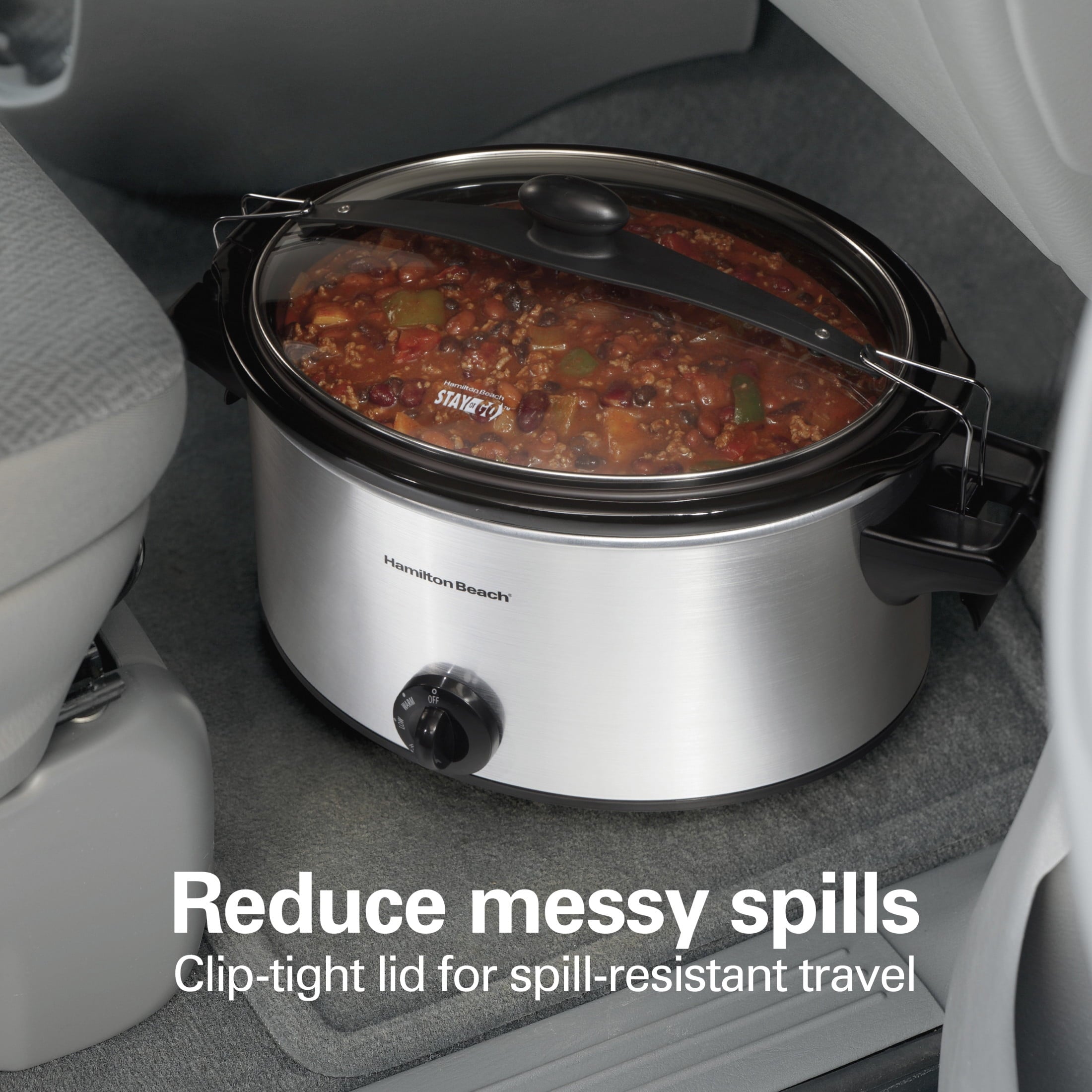 Hamilton Beach 6 Qt Slow Cooker - Stoneware Crock with Removable Pot, Stainless Steel