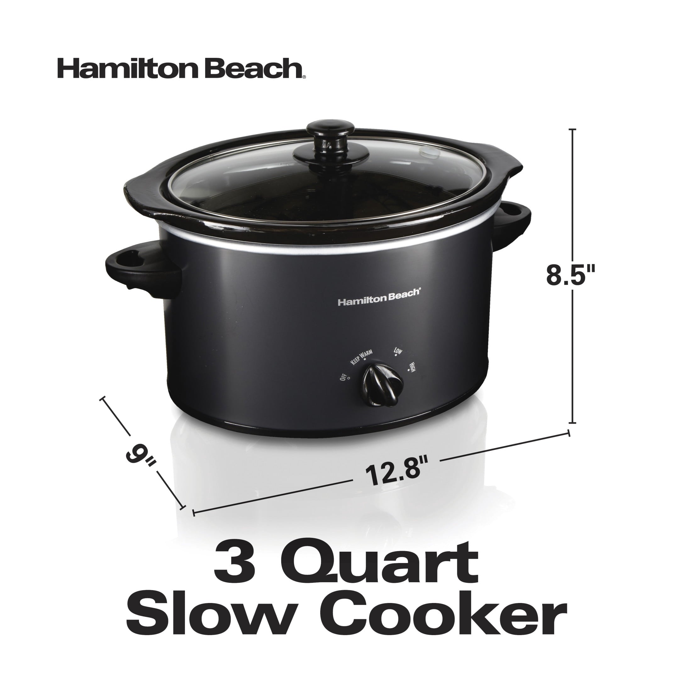 Hamilton Beach 3 Qt Slow Cooker - Stoneware Crock with Removable Pot, Black