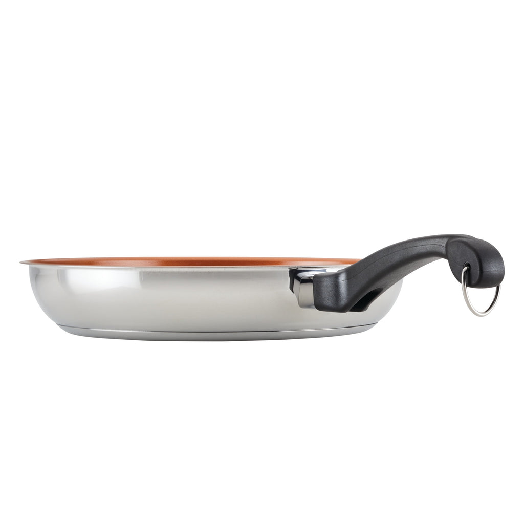 Farberware Classic Traditions 12.5 Inch Ceramic Nonstick Frying Pan - Induction Compatible, Metal Utensil Safe, Dishwasher Safe, Stainless Steel