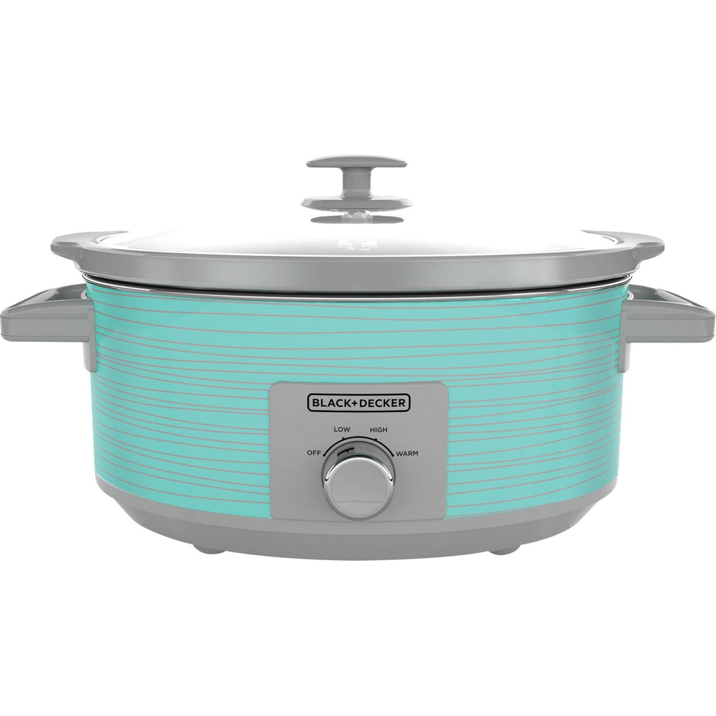 BLACK+DECKER 7-Quart Slow Cooker - SC2007D, Lid Holder, 3 Heat Settings, Extra Large Handles, Dishwasher Safe, Teal