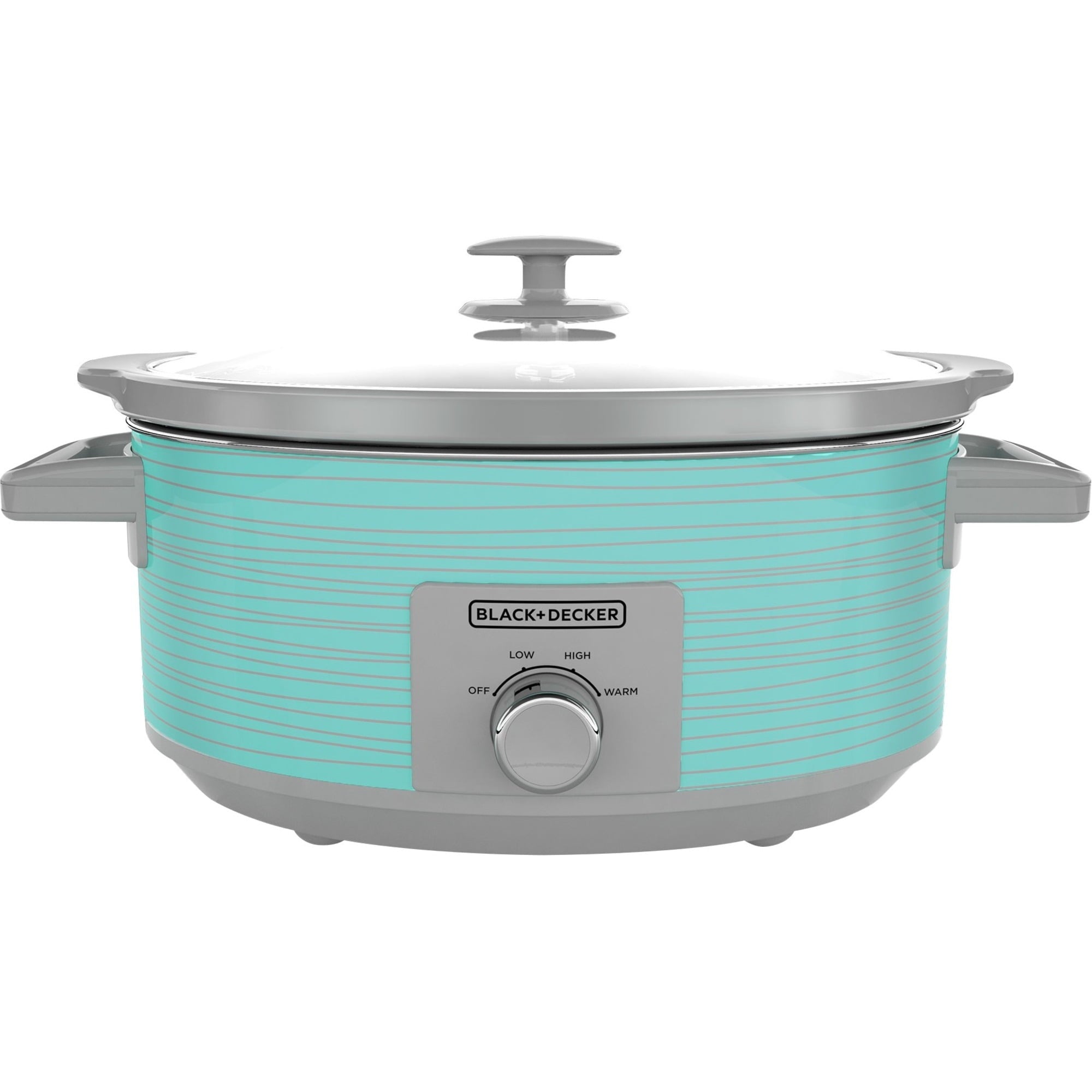 BLACK+DECKER 7-Quart Slow Cooker - SC2007D, Lid Holder, 3 Heat Settings, Extra Large Handles, Dishwasher Safe, Teal