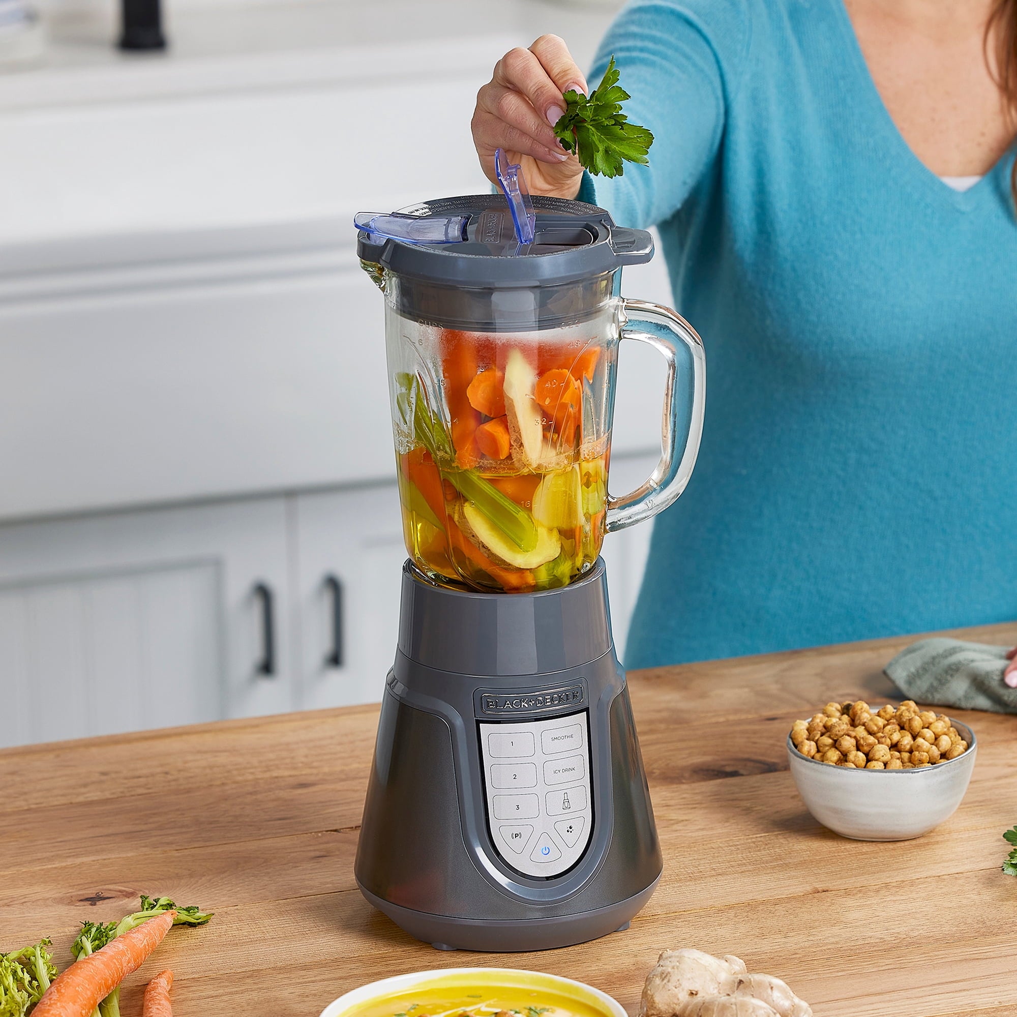BLACK+DECKER Quiet Blender with 48 oz Glass Jar and 1000W Power - 3 Speeds