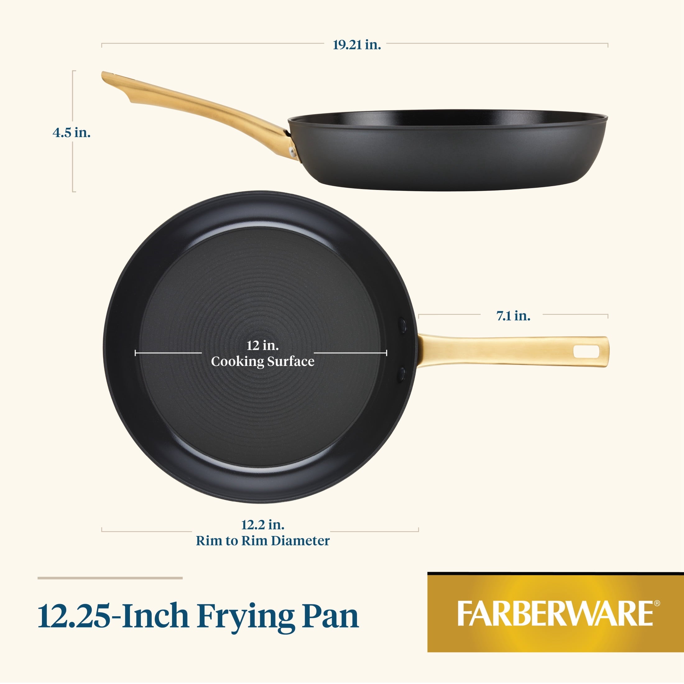 Farberware Forged Induction 12.25 Inch Ceramic Nonstick Frying Pan - Dishwasher Safe and Oven Safe to 500°F, Black